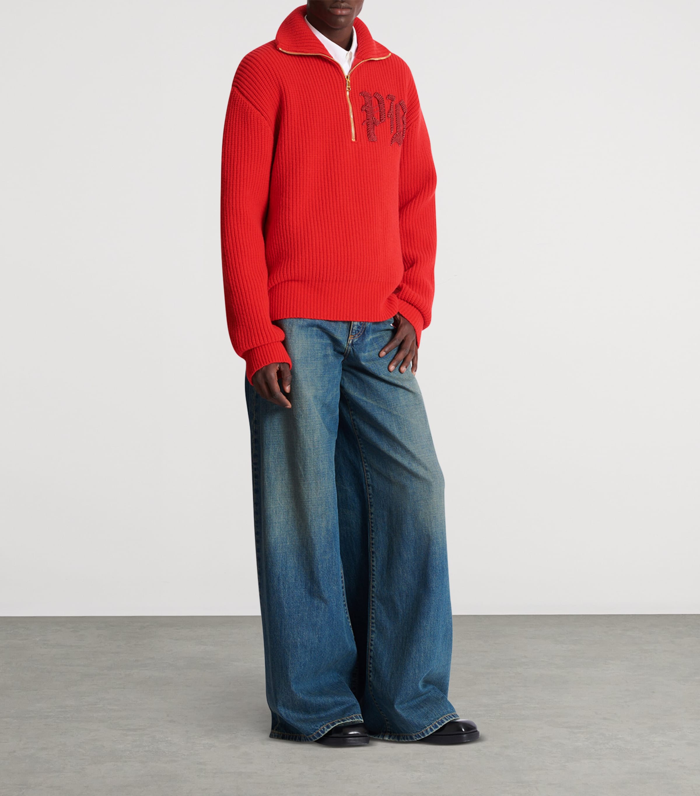 Virgin Wool Half-Zip Sweatshirt 3AC ROUGE Image 2