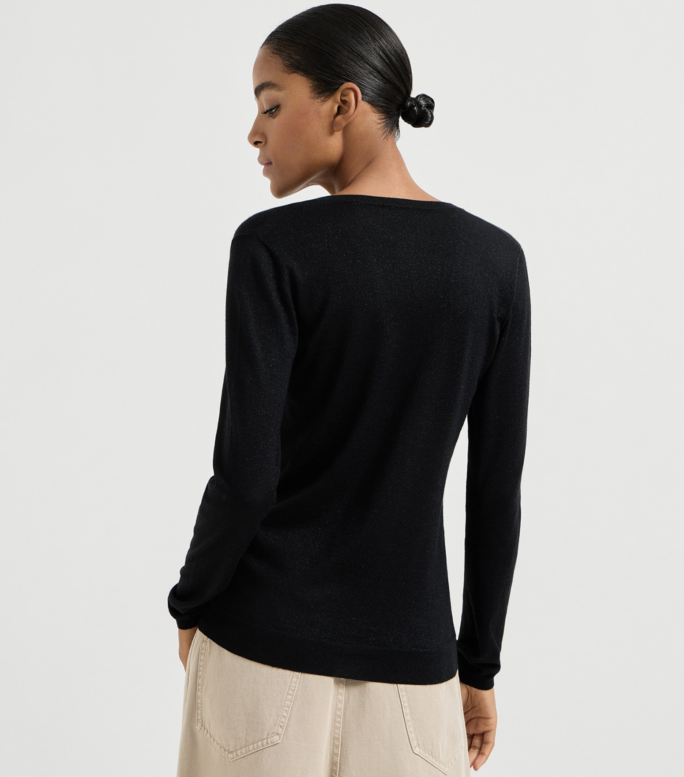 Brunello Cucinelli Womens Cashmere-Silk-Blend V-Neck Sweater Image 5