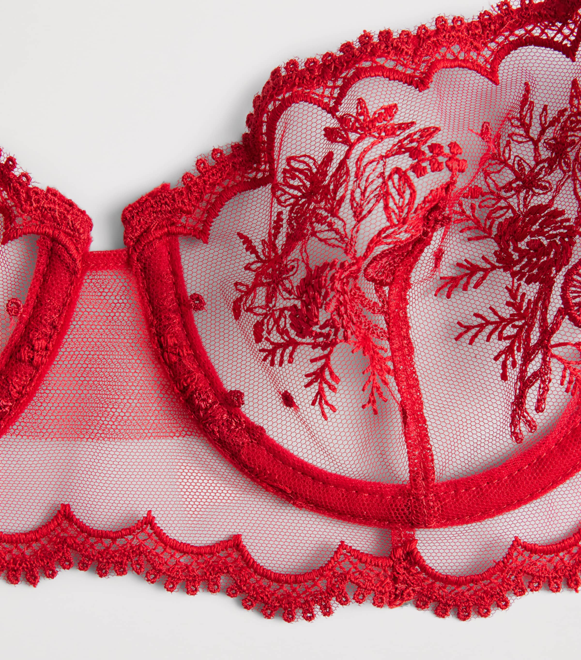 Simone Perele Womens Lace Intrigue Half-Cup Bra Opera Red Image 4