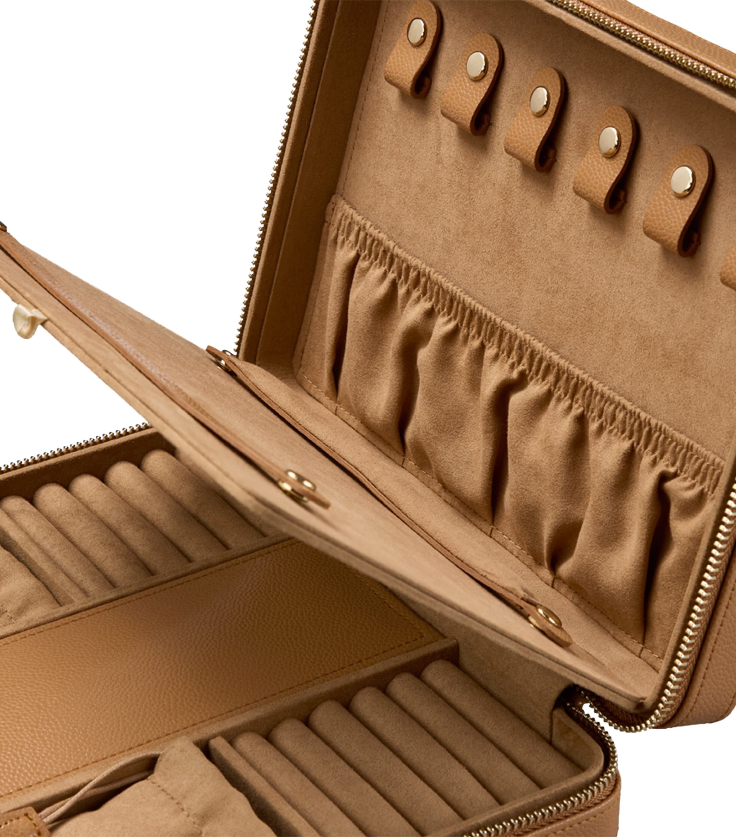 WOLF Large Lauren Jewellery Travel Case Caramel Image 7