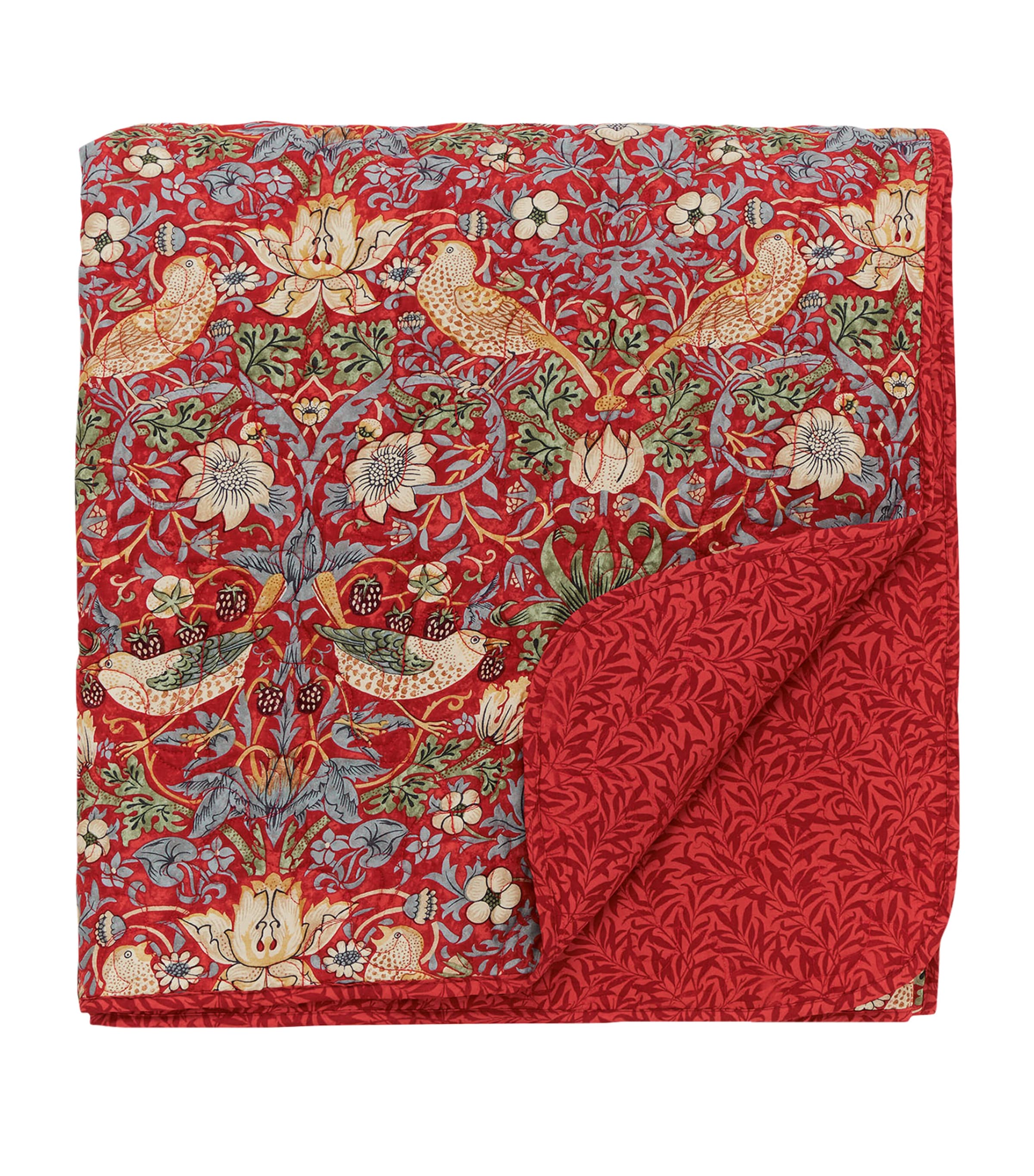 Morris & Co. Strawberry Thief Bedspread In Red