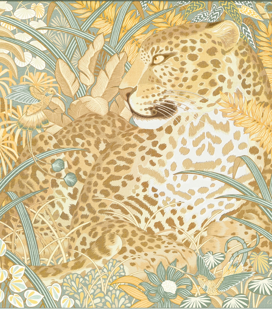 Silk Panthère in the Jungle Scarf GREEN AND YELLOW Image 4