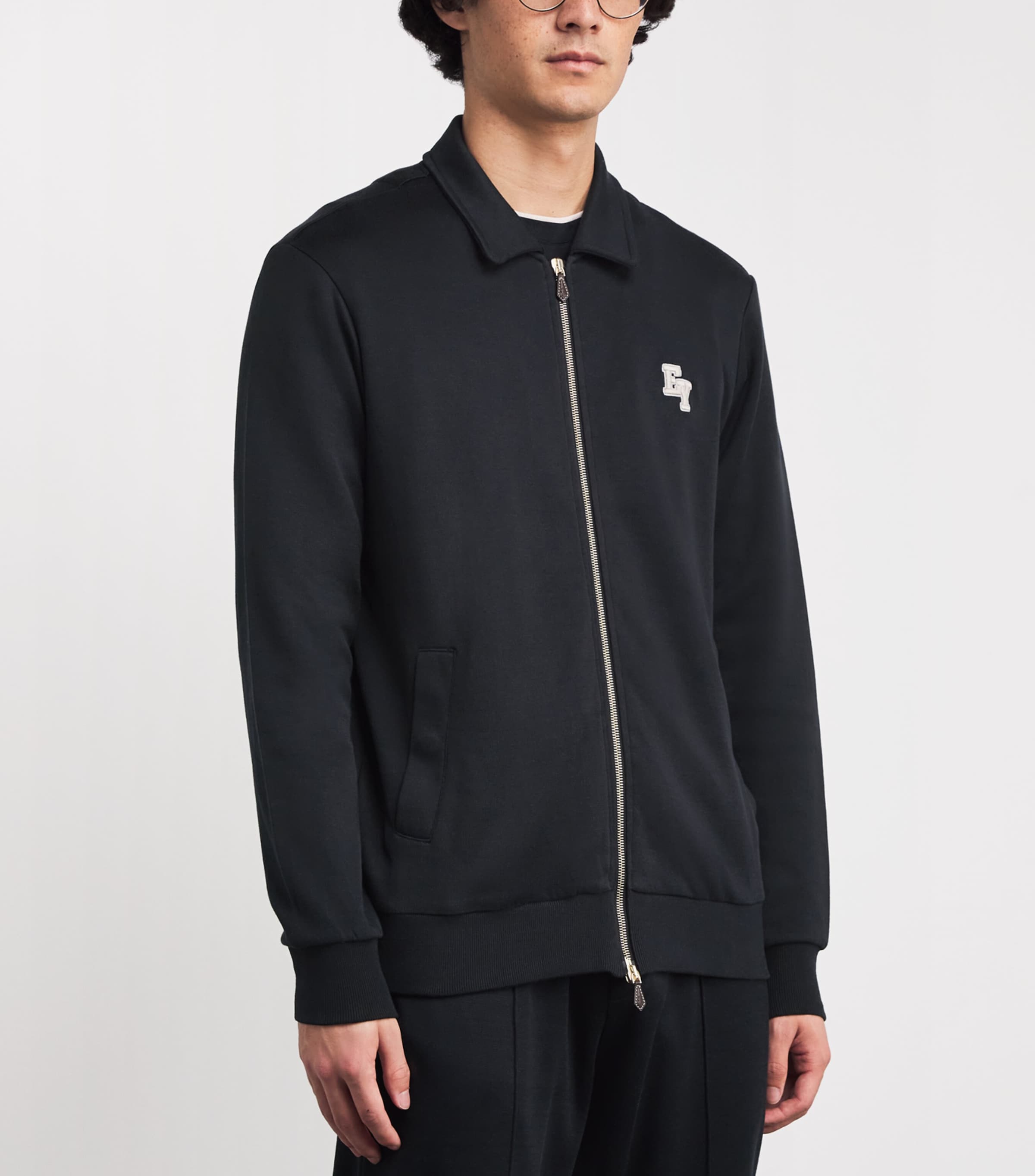 Cotton-Blend Logo Track Jacket NERO Image 3