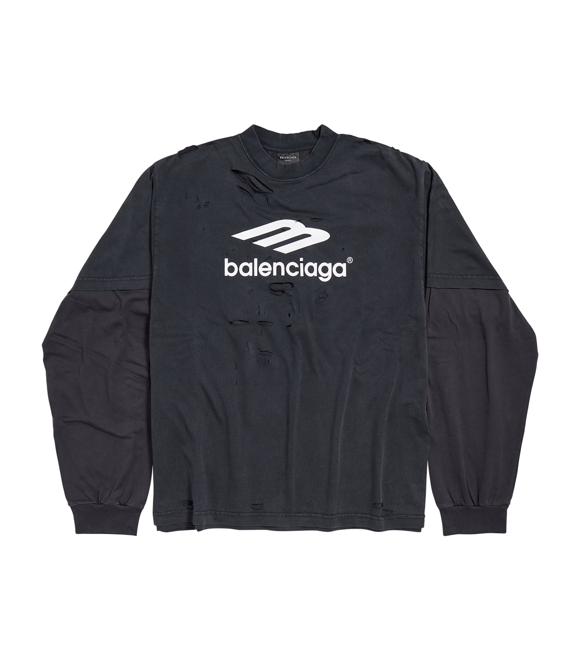 Tシャツ・カットソー BALENCIAGA Black Cotton Sweatshirt Logo cotton jersey T-shirt in black - Balenciaga | Mytheresa