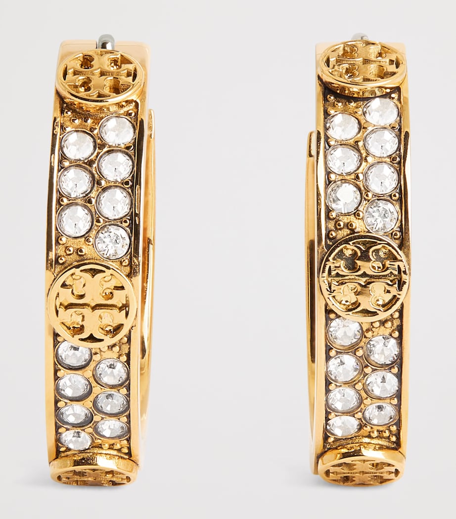 Small Icon Pavé Hoop Earrings TORY GOLD / CRYSTAL Image 3