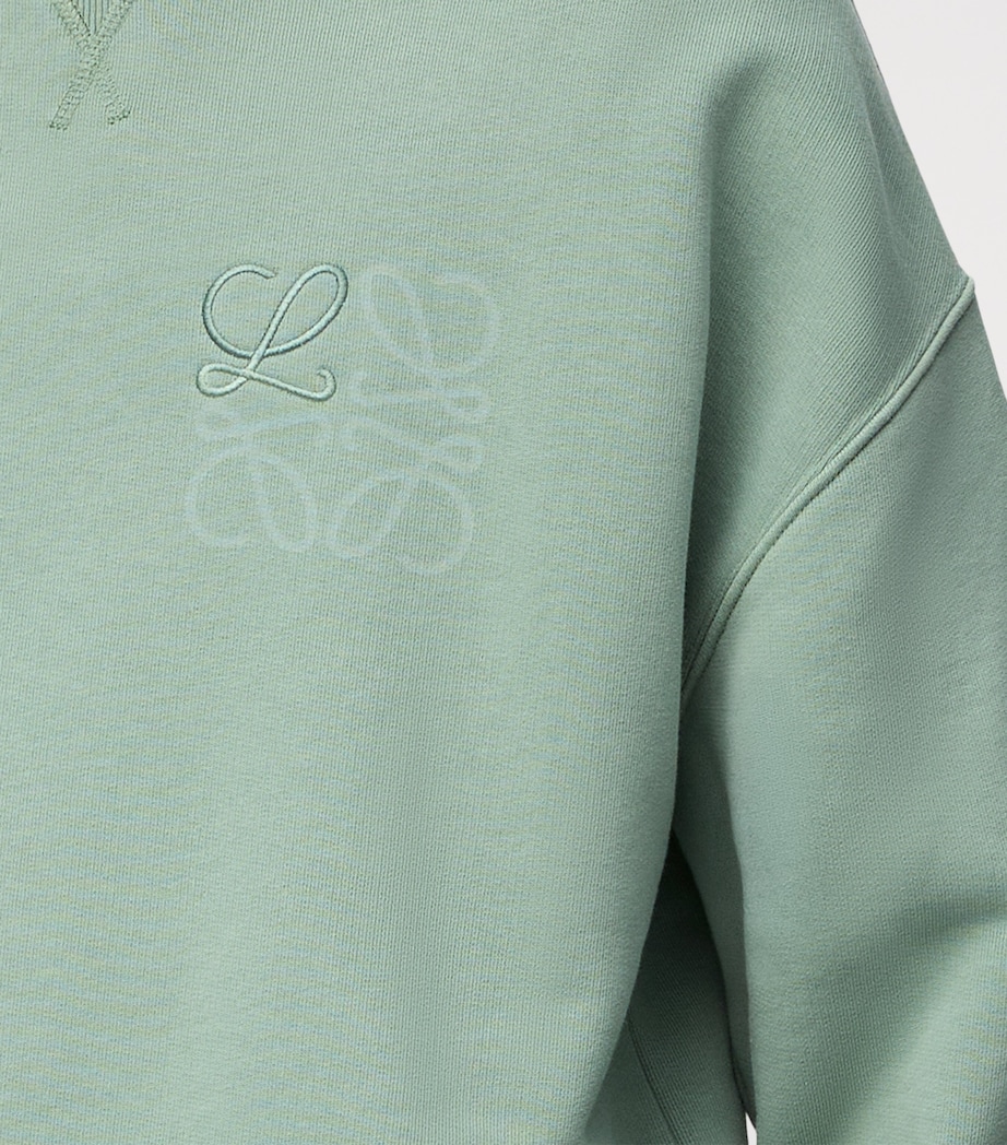 LOEWE Mens Cotton-Blend Anagram Sweatshirt Sage Image 5