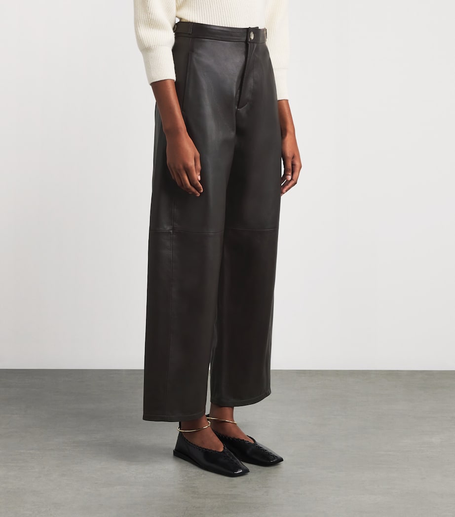 Leather Wide-Leg Trousers E04 ESPRESSO Image 3