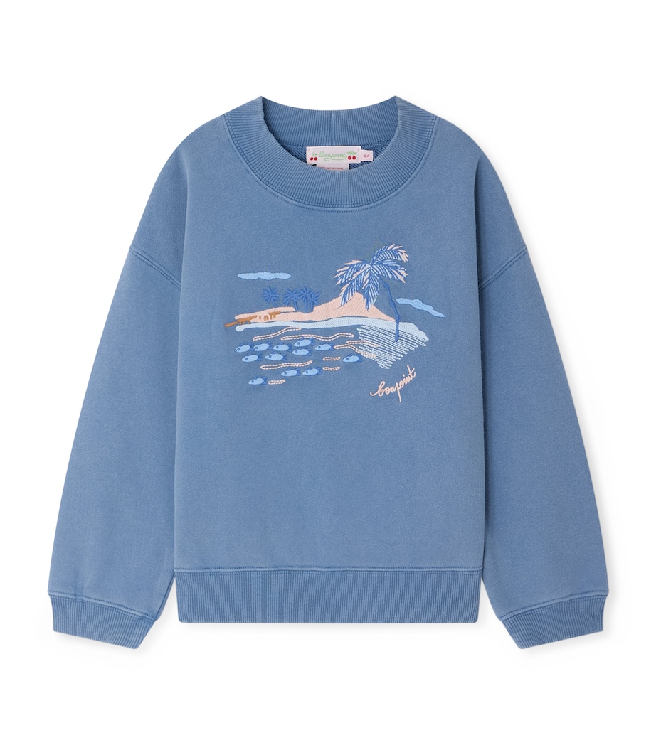 Bonpoint Cotton Lika Sweatshirt (10-14 Years) Upb Bleu Mer Image 1