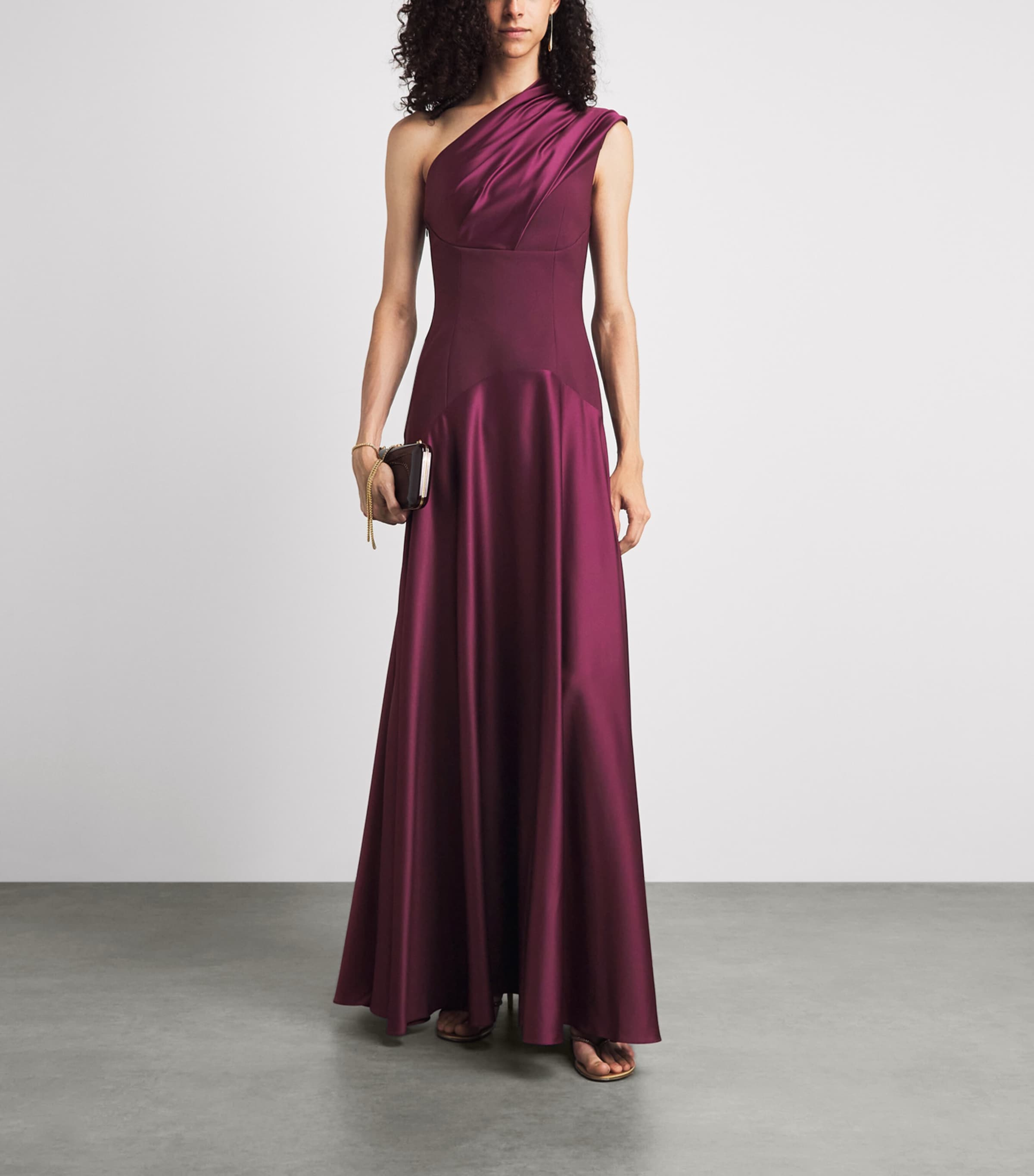 Solace London Womens One-Shoulder Satin Gabriela Gown Grape Image 2
