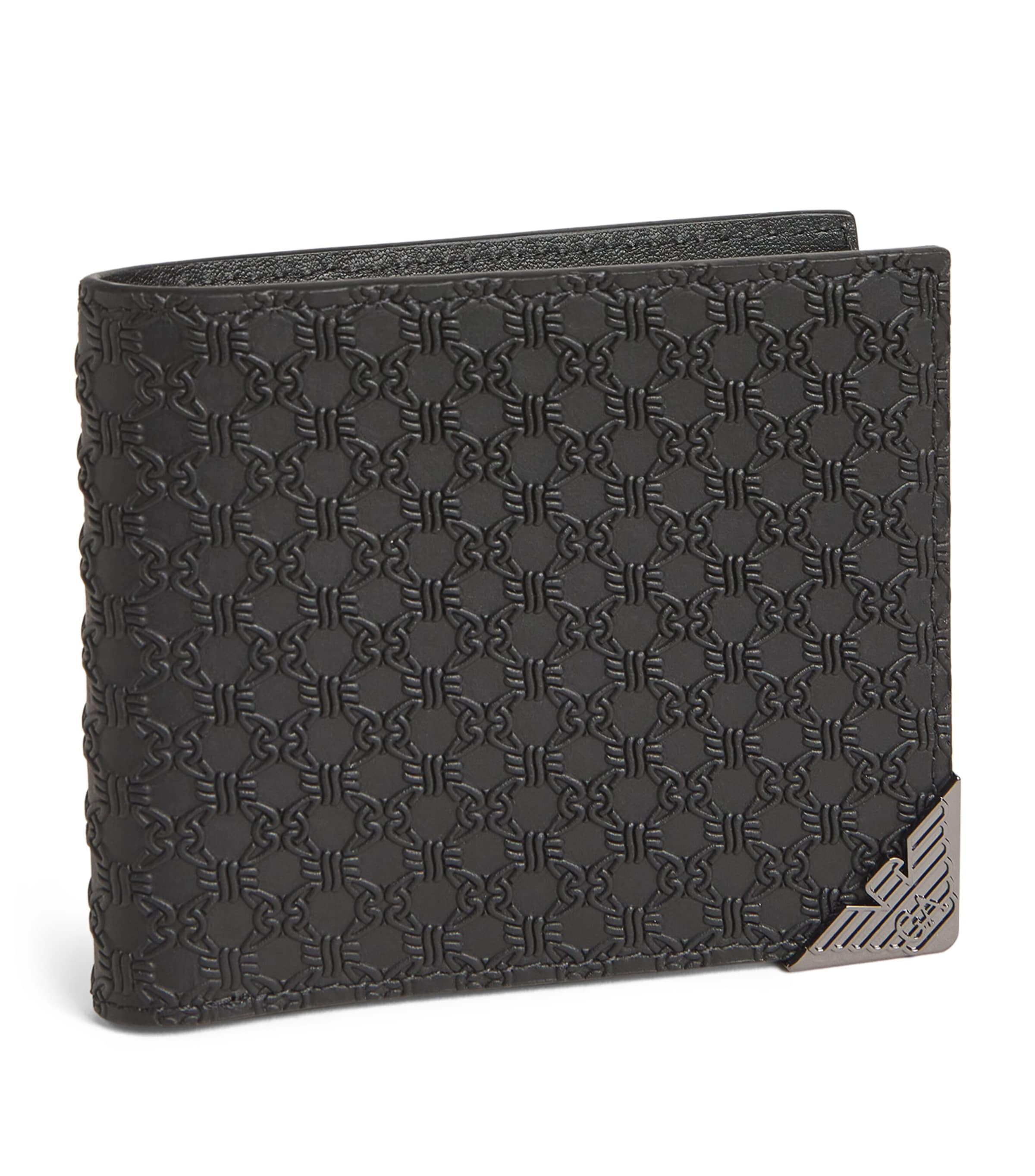 Emporio Armani Leather Bifold Wallet In Black