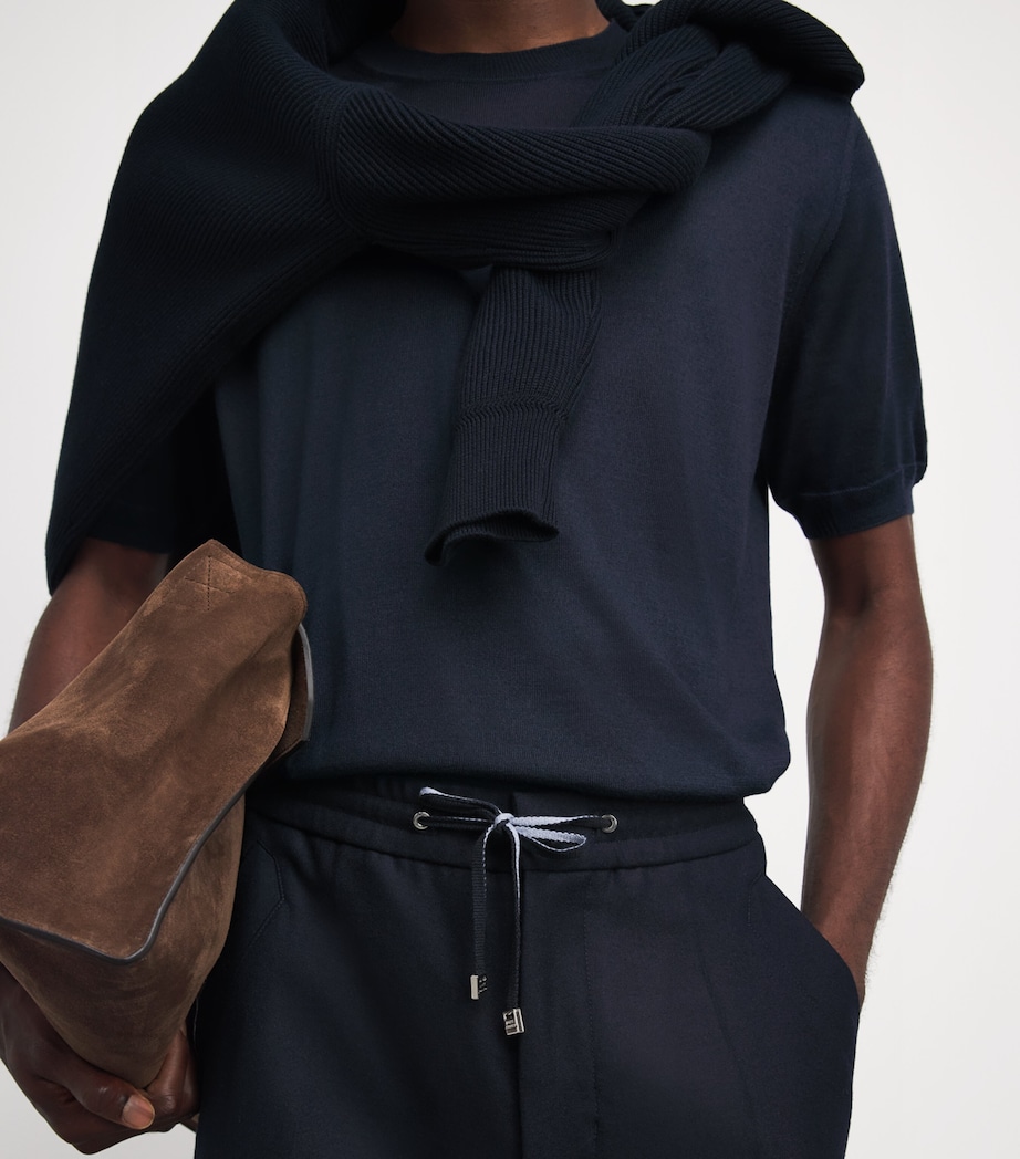 Brett Johnson Mens Cashmere-Silk T-Shirt Navy Image 3
