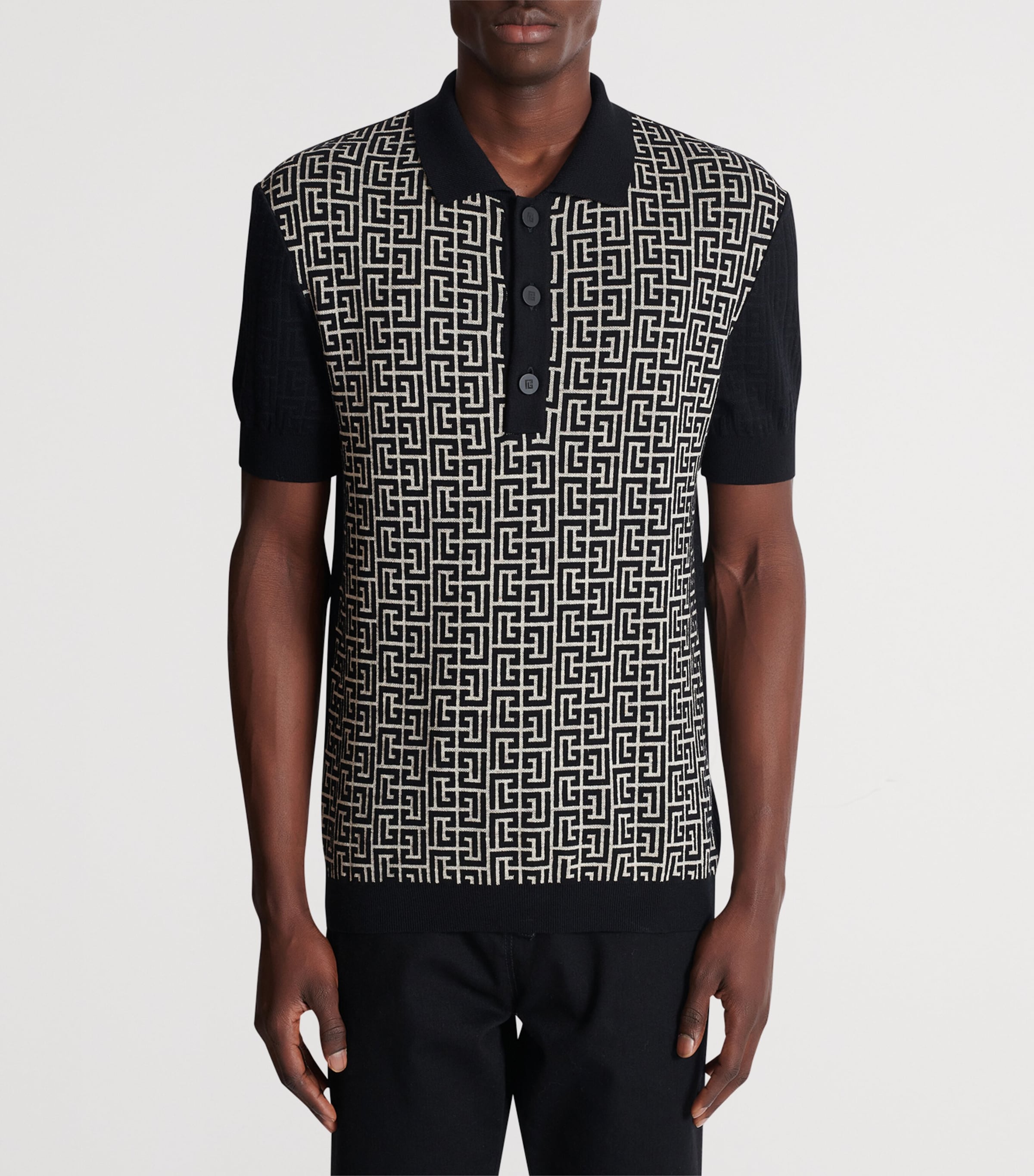 Knitted Labyrinth Polo Shirt GFE IVOIRE/NOIR Image 3