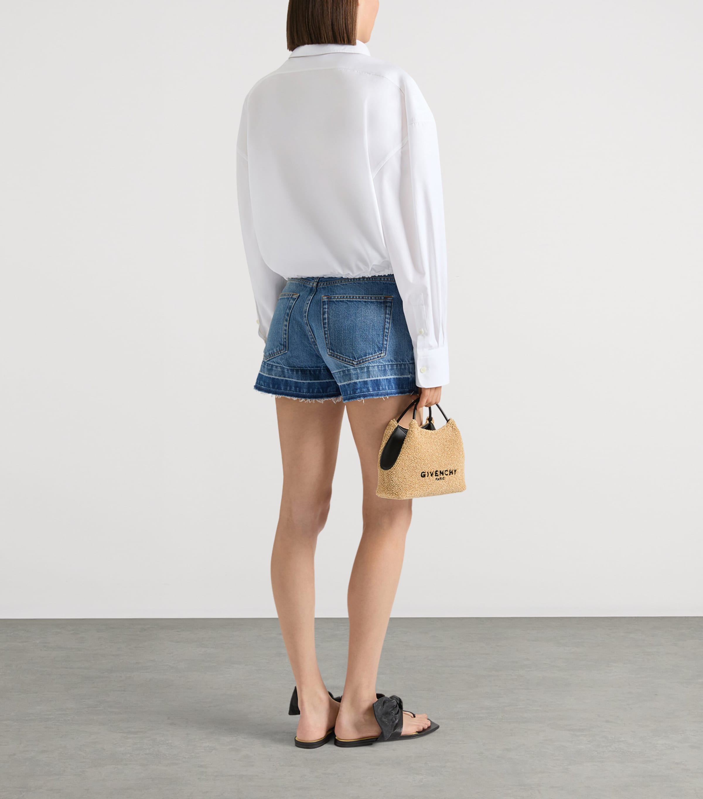 Givenchy Womens Cotton Cropped Shirt White Image 3