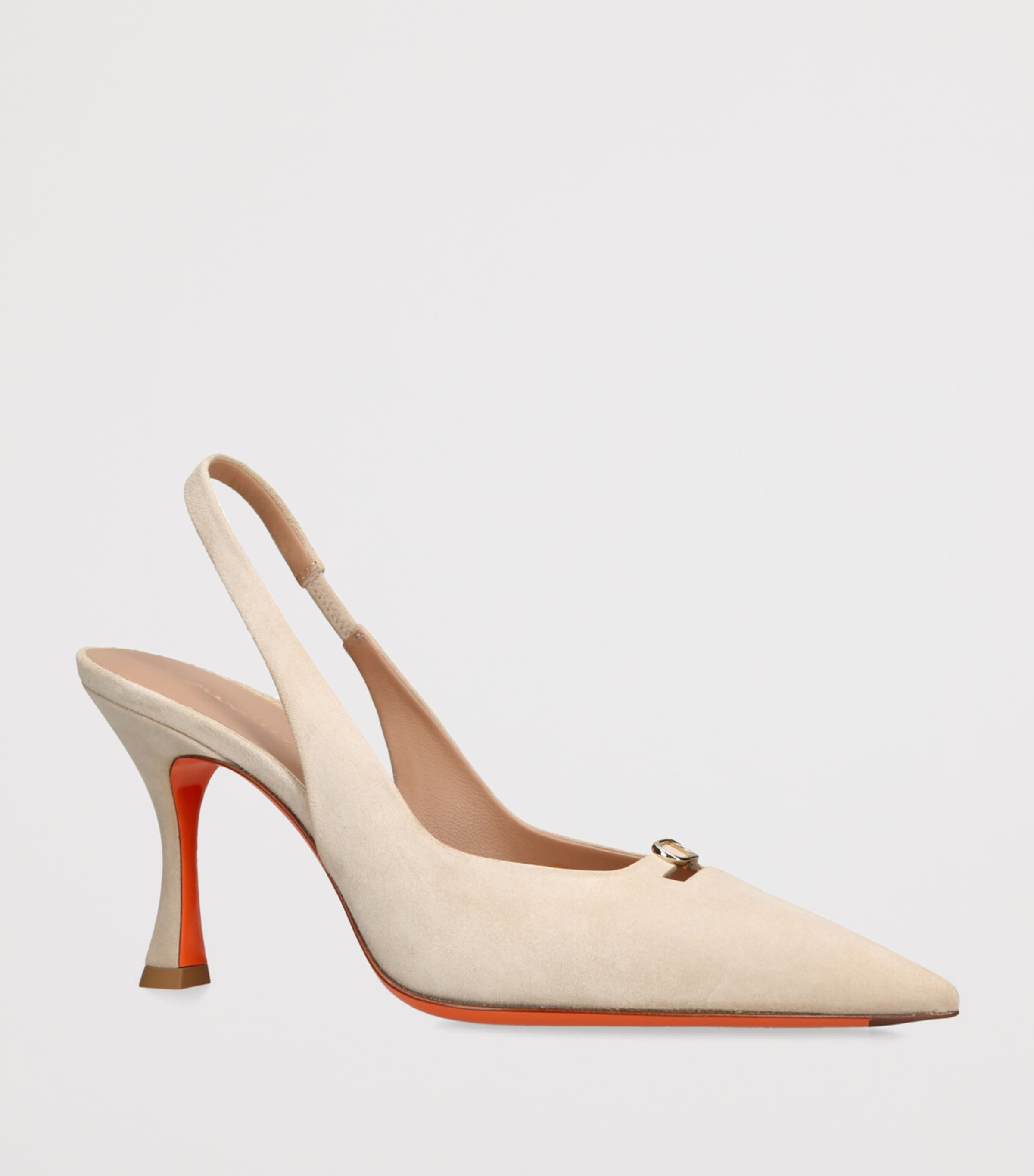 Santoni Suede Sabine Slingback Pumps 85 Beige Image 3