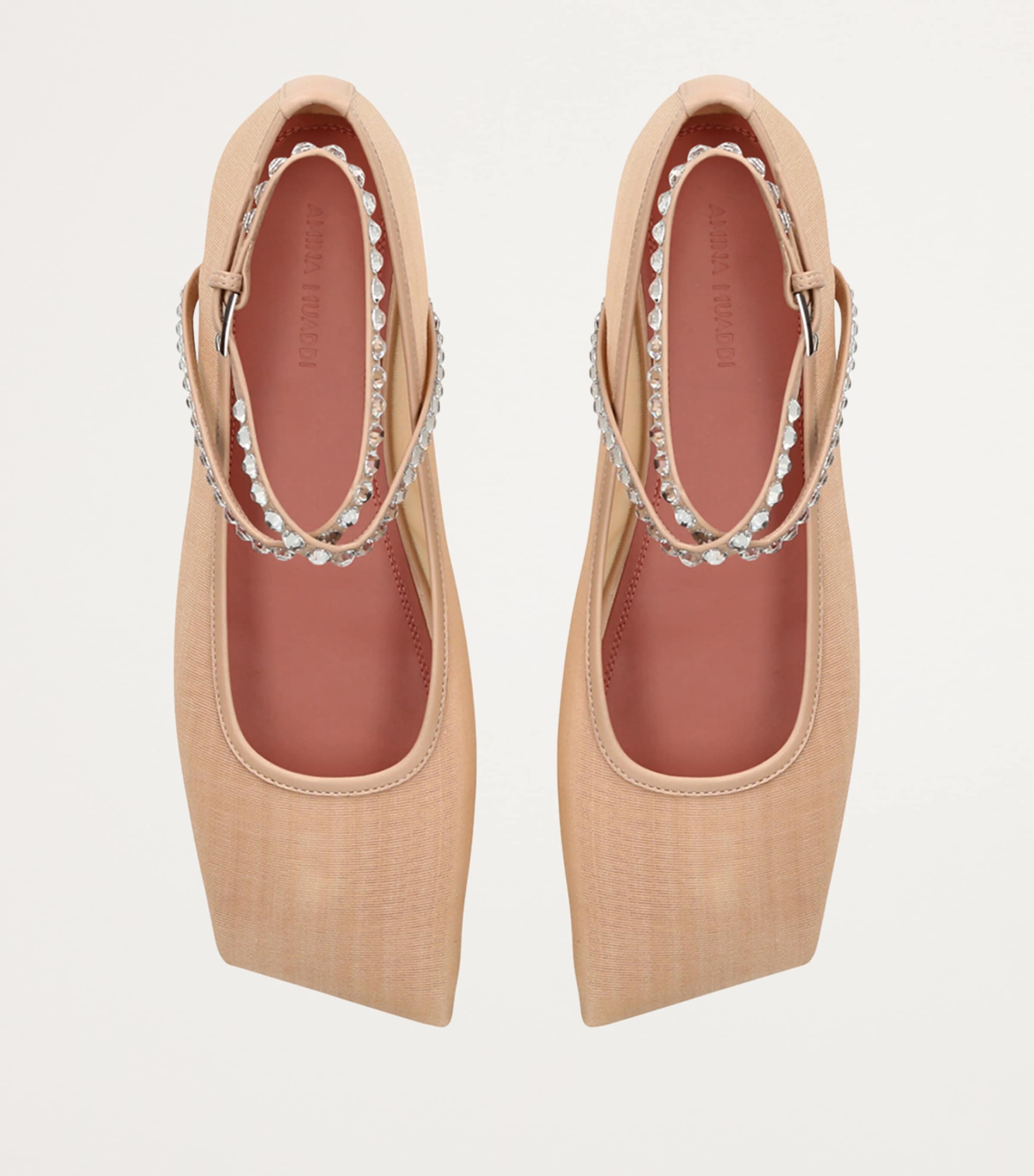 Amina Muaddi Embellished Ane Ballet Flats Blush Image 4