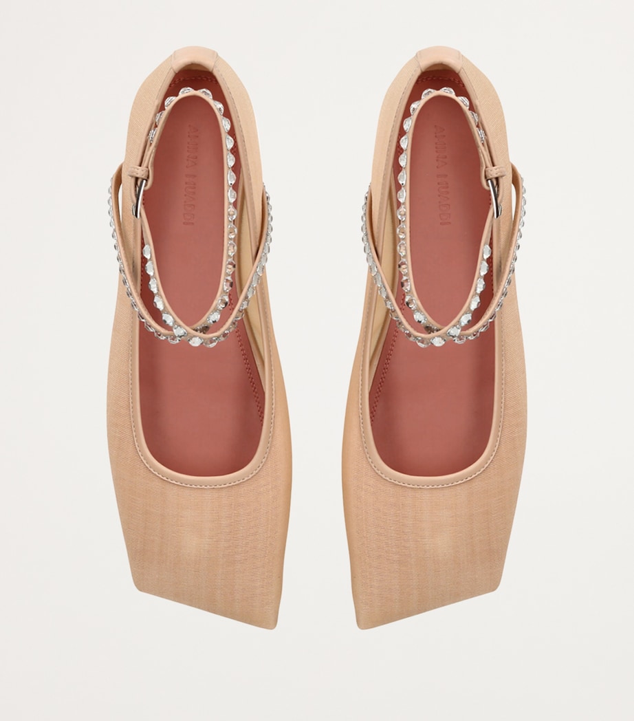 Amina Muaddi Embellished Ane Ballet Flats Blush Image 4