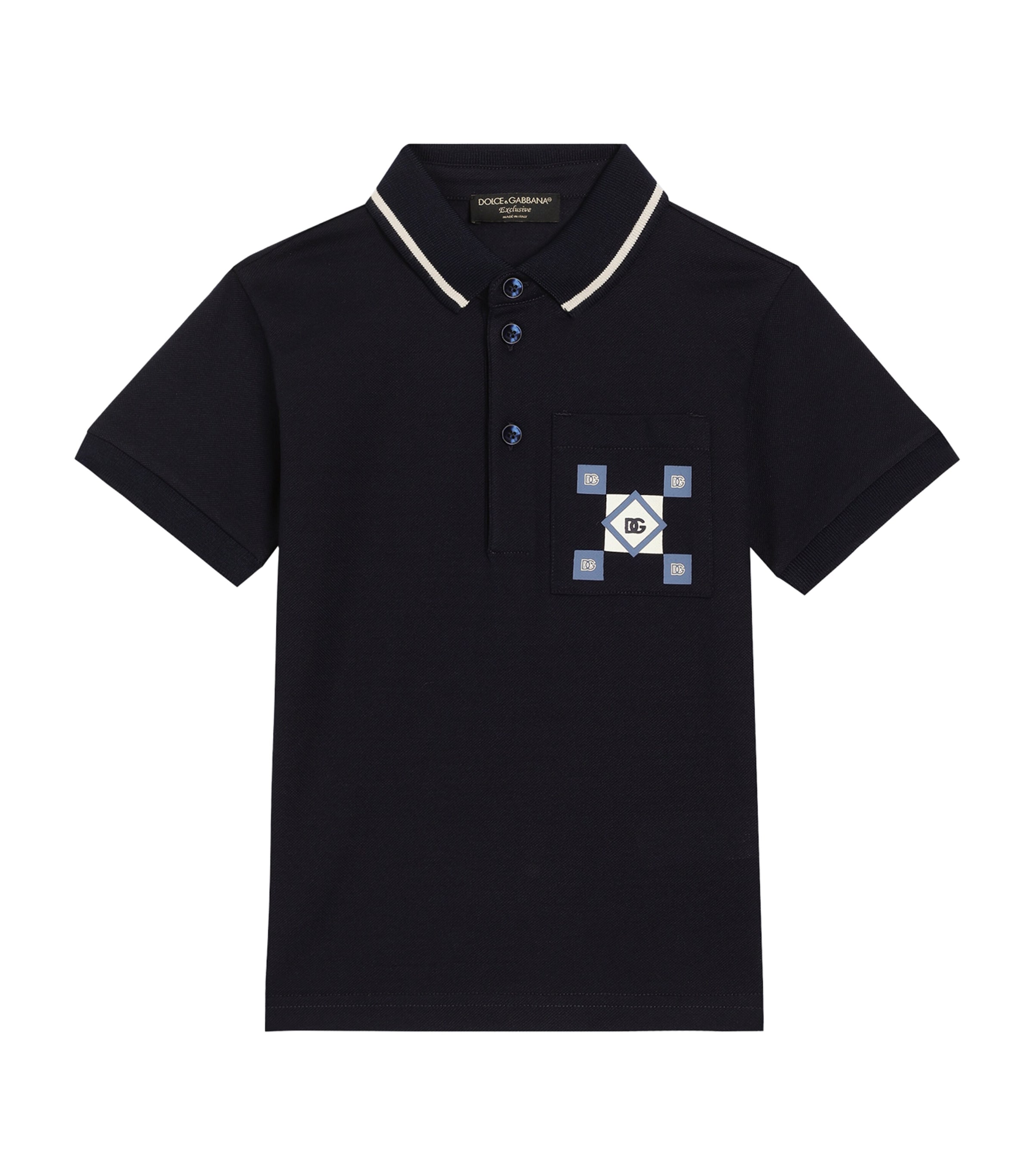 Cotton Logo-Detail Polo Shirt (8-12+ Years) B0665-VERY DARK Image 1