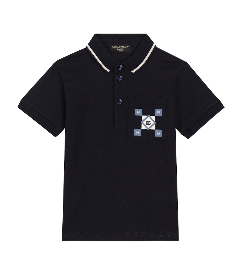 Cotton Logo-Detail Polo Shirt (8-12+ Years) B0665-VERY DARK Image 1