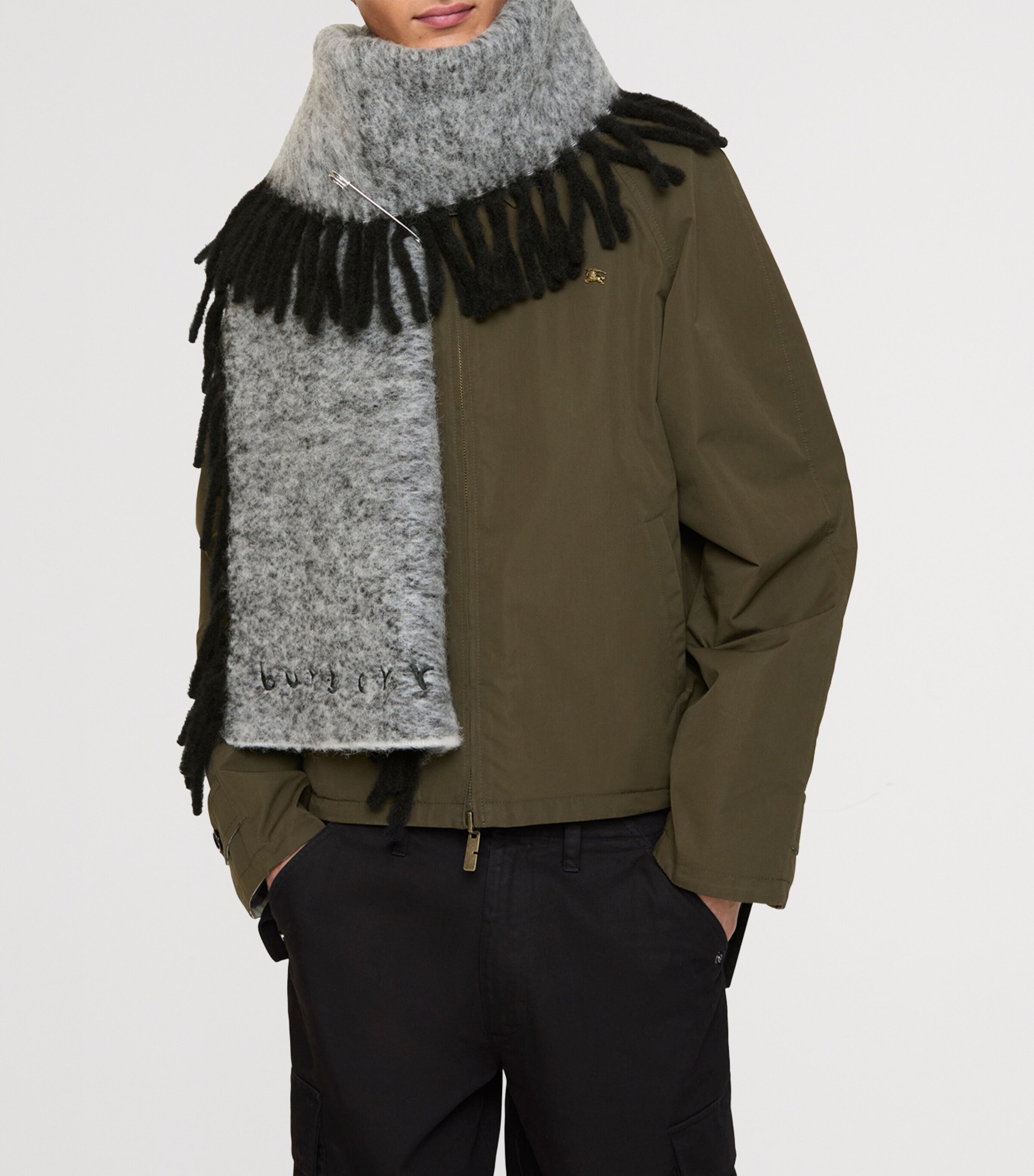 Burberry Alpaca Wool-Blend Happy Scarf Blackcalico Image 2