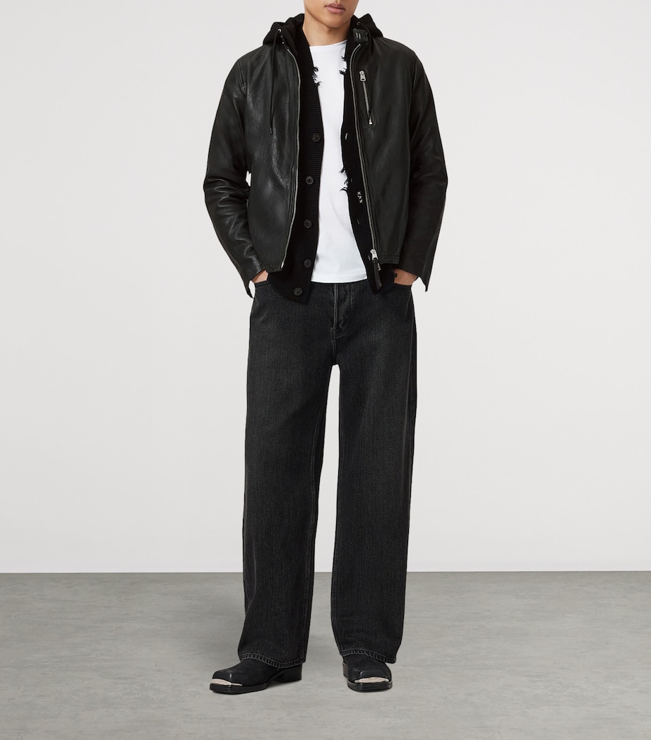 Hooded Ashton Leather Jacket BLACK Image 4