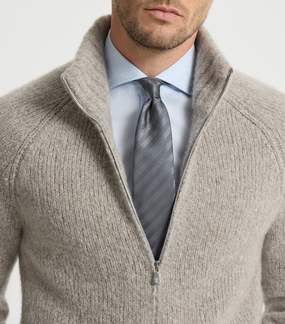 Brunello Cucinelli Silk Stripe Jacquard Tie Image 2