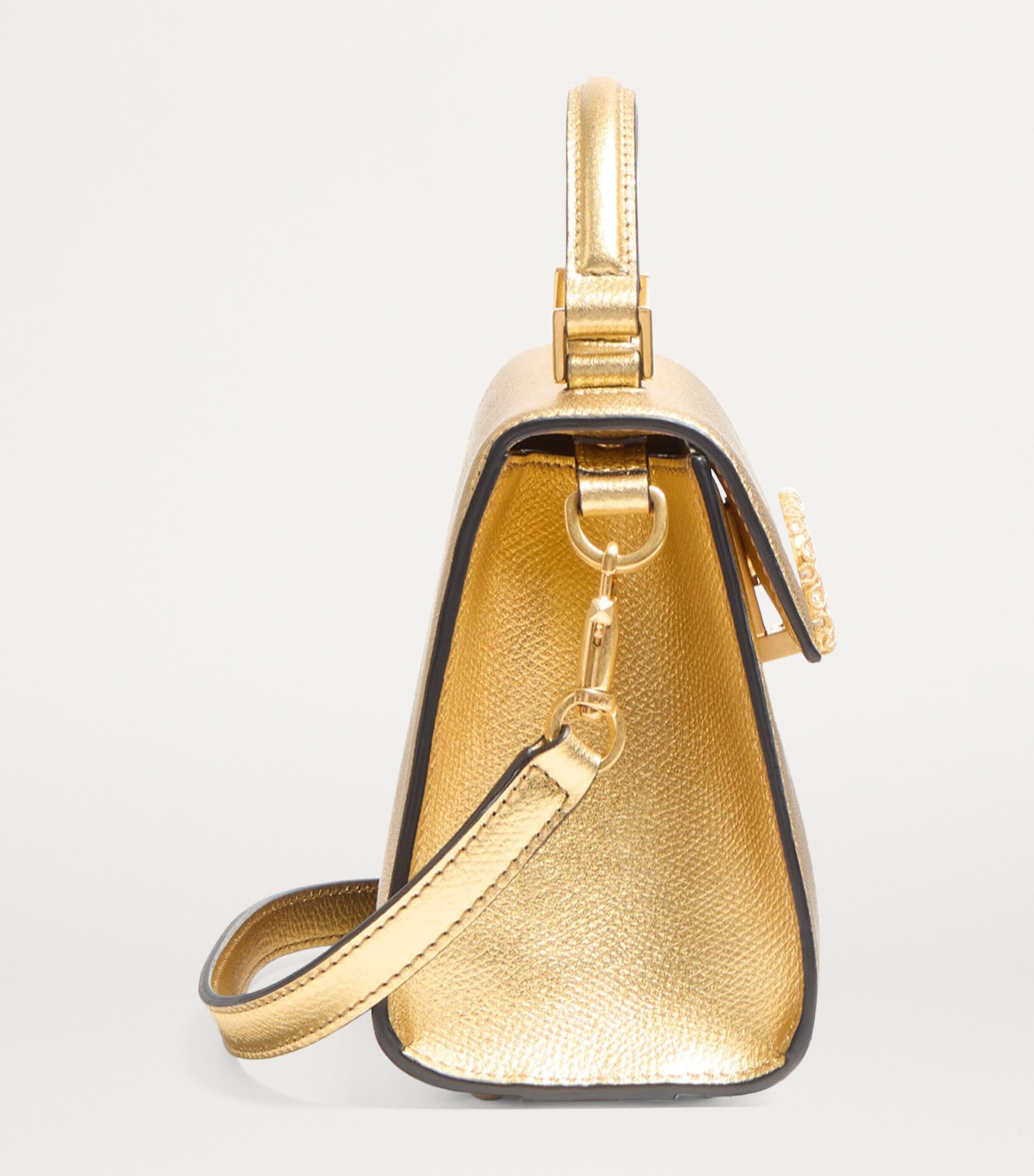 VALENTINO ゴールドバックル ベルト 70/28 Vlogo Signature Reversible Belt In Metallic And Shiny