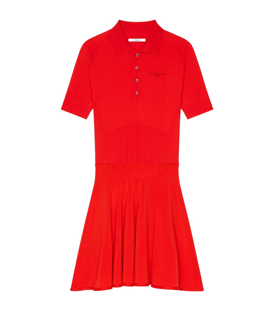 Givenchy Womens Wool-Blend Polo Dress Poppy Red Image 1