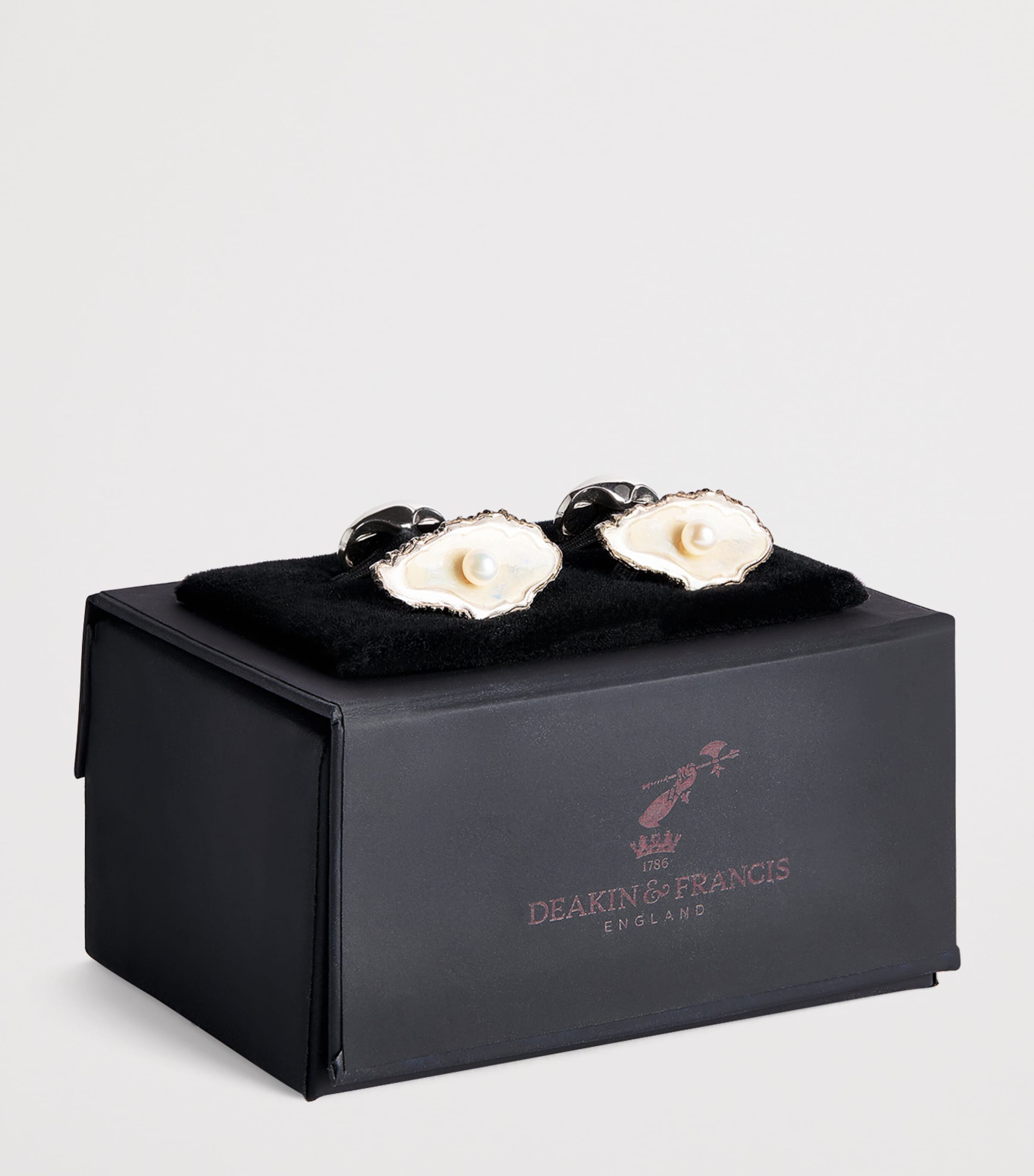 Deakin & Francis Sterling Silver Oyster and Pearl Cufflinks Silver Image 3