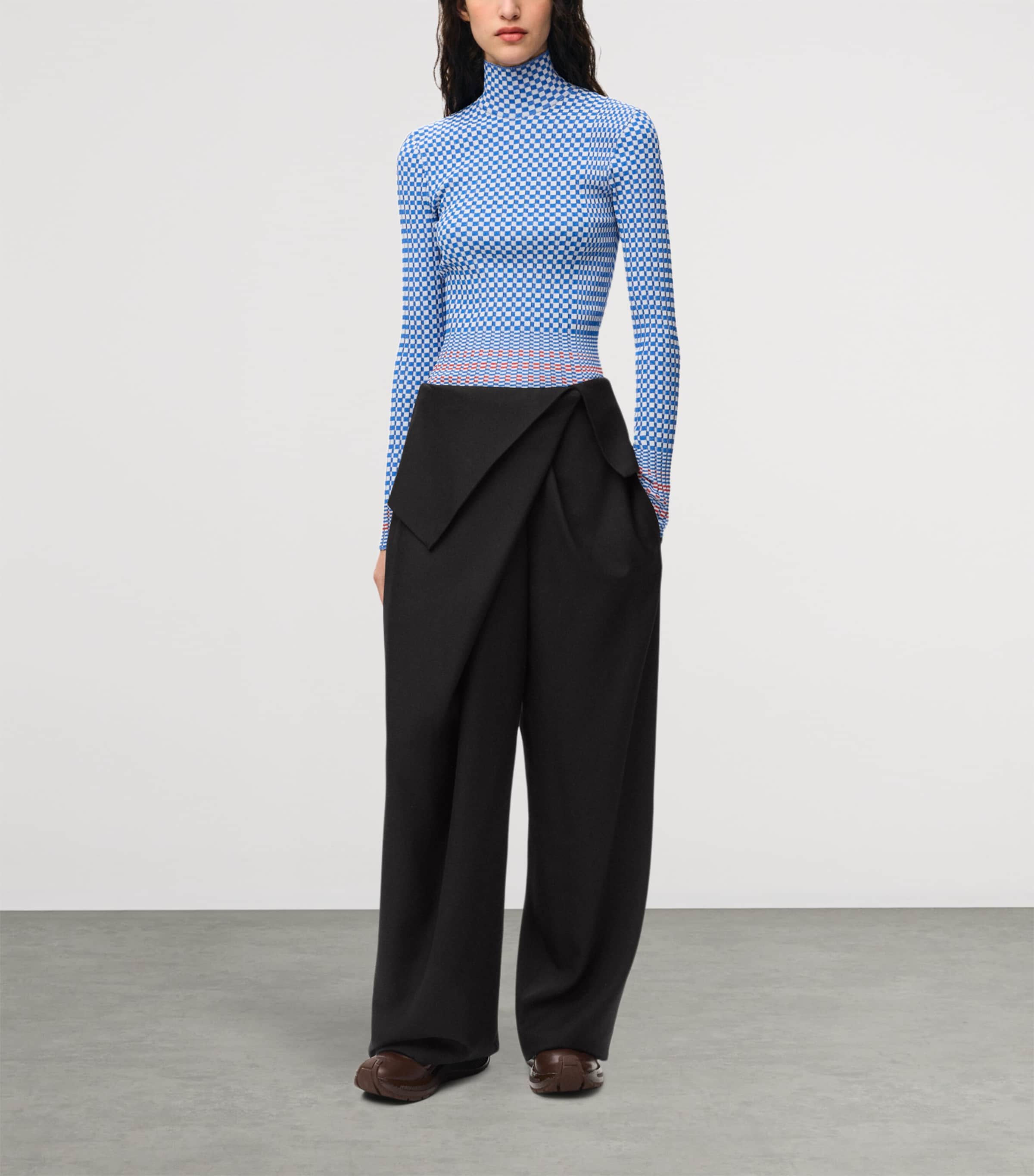 LOEWE Womens Wool-Blend Draped Trousers Black Image 2