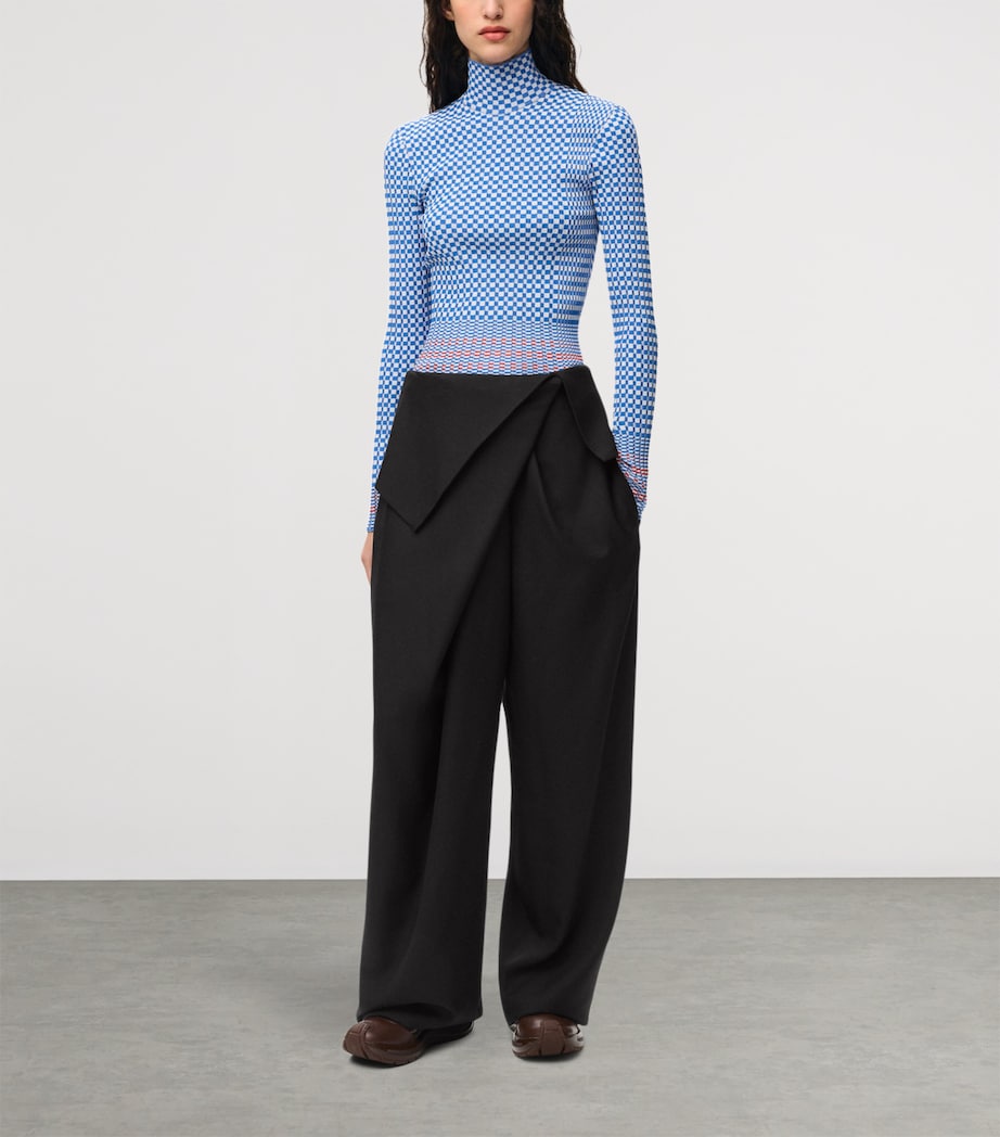LOEWE Womens Wool-Blend Draped Trousers Black Image 2