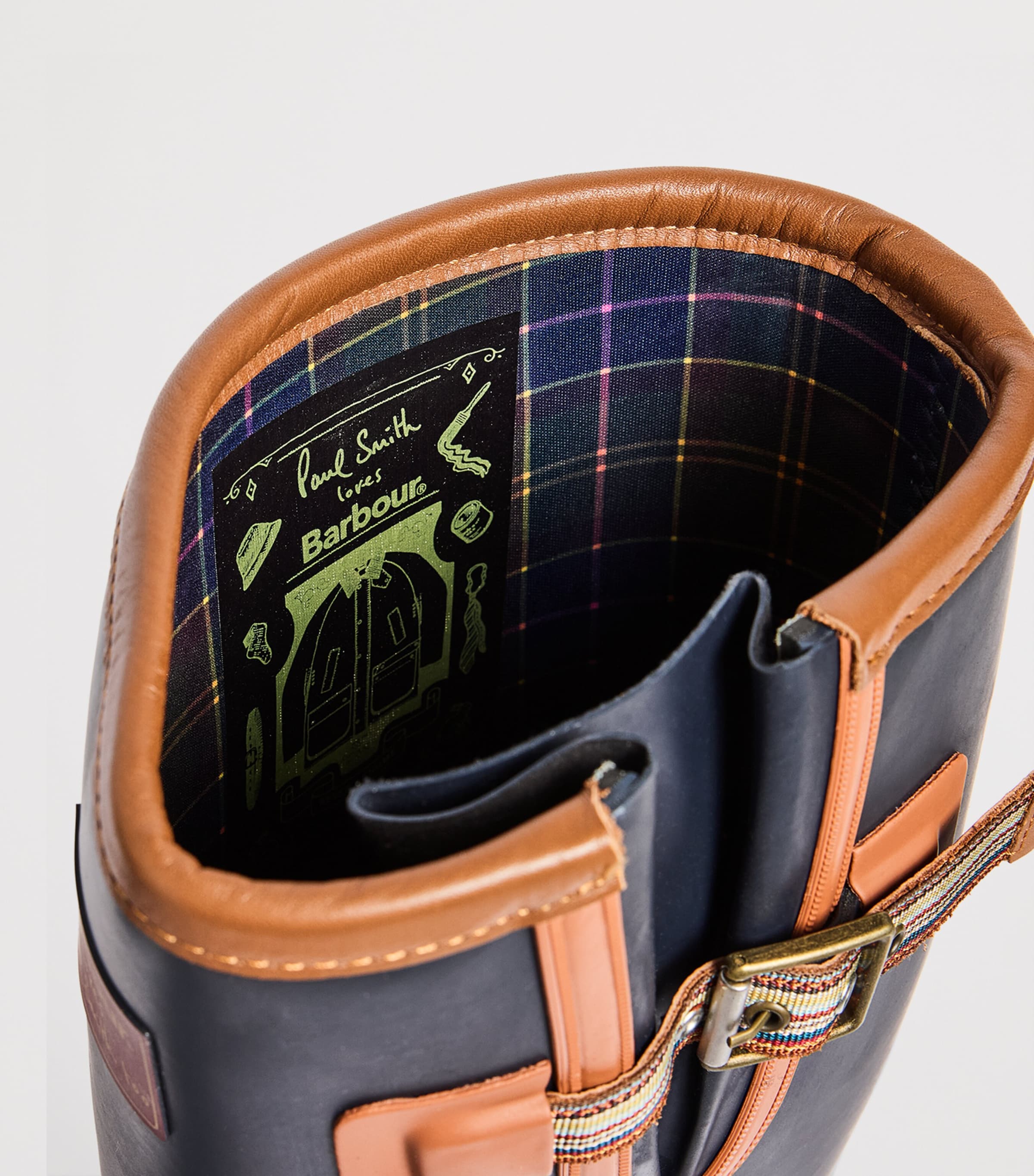 Barbour x Paul Smith Tall Wellington Boots Navy Image 8