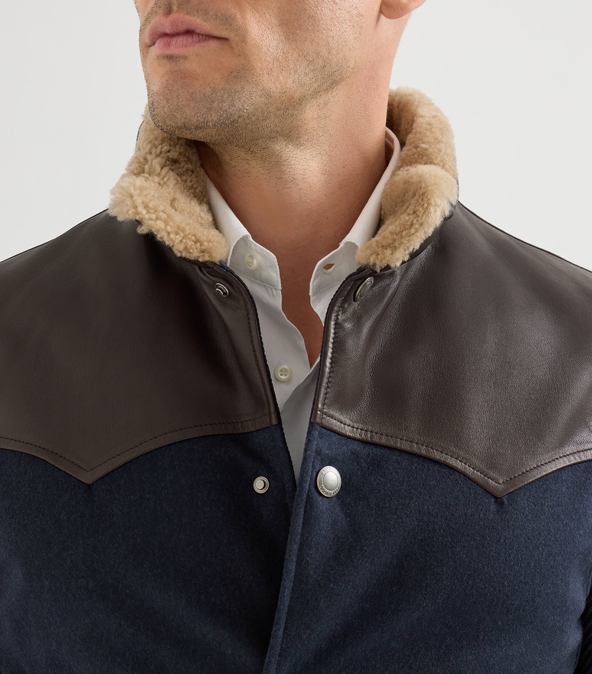 Brunello Cucinelli Mens Wool Shearling-Trim Gilet Image 6