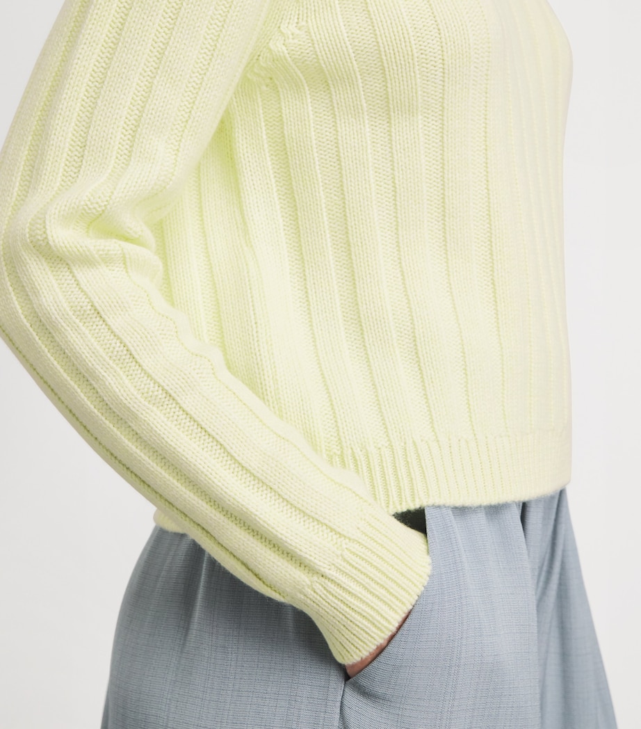 Johnstons Of Elgin Womens Cashmere Ribbed Lecht Sweater Citron Image 3