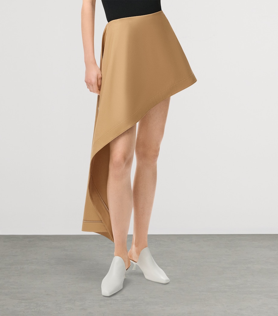 LOEWE Womens Cotton-Blend Draped Mini Skirt Beige Image 3