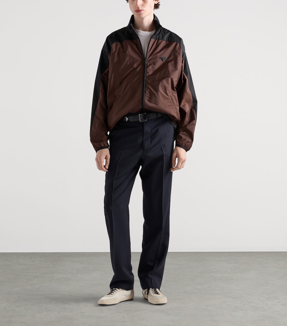 Prada Mens Wool-Mohair Trousers Blue Image 2