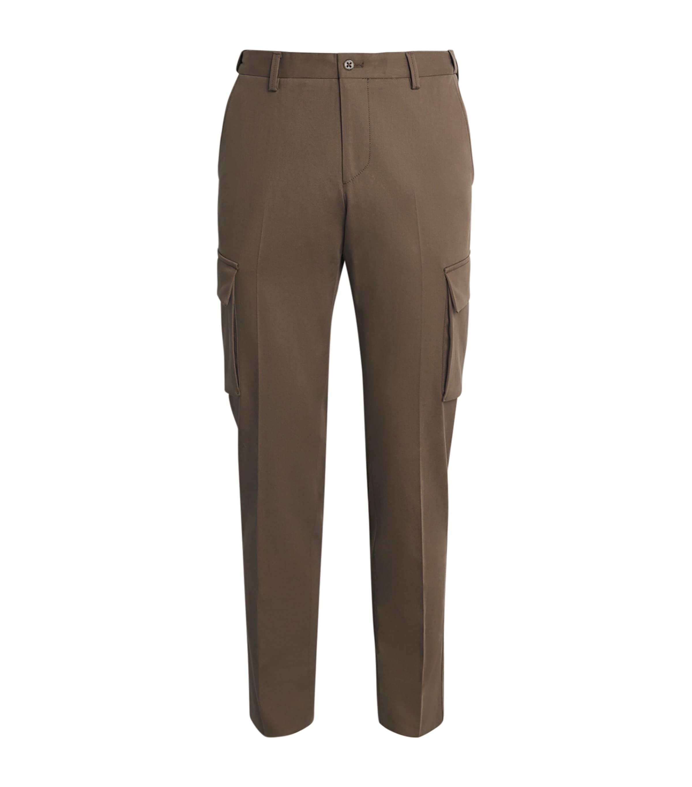 Corneliani Twill Cargo Chinos In Brown
