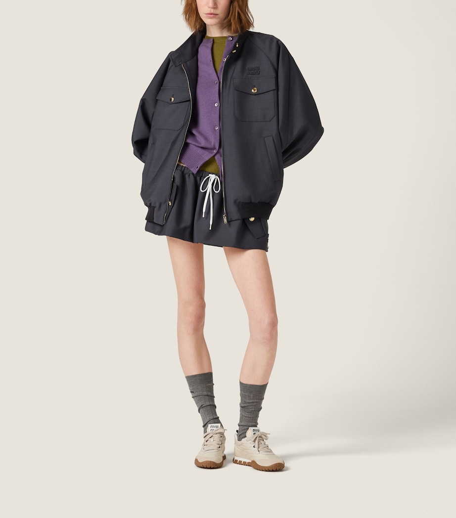 Kid Mohair-Wool Bomber Jacket F063H Image 2