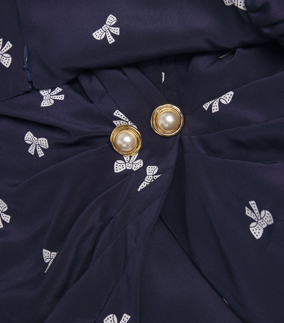 Silk Bow Mini Dress 1844 NAVY BLUE-WHITE Image 5