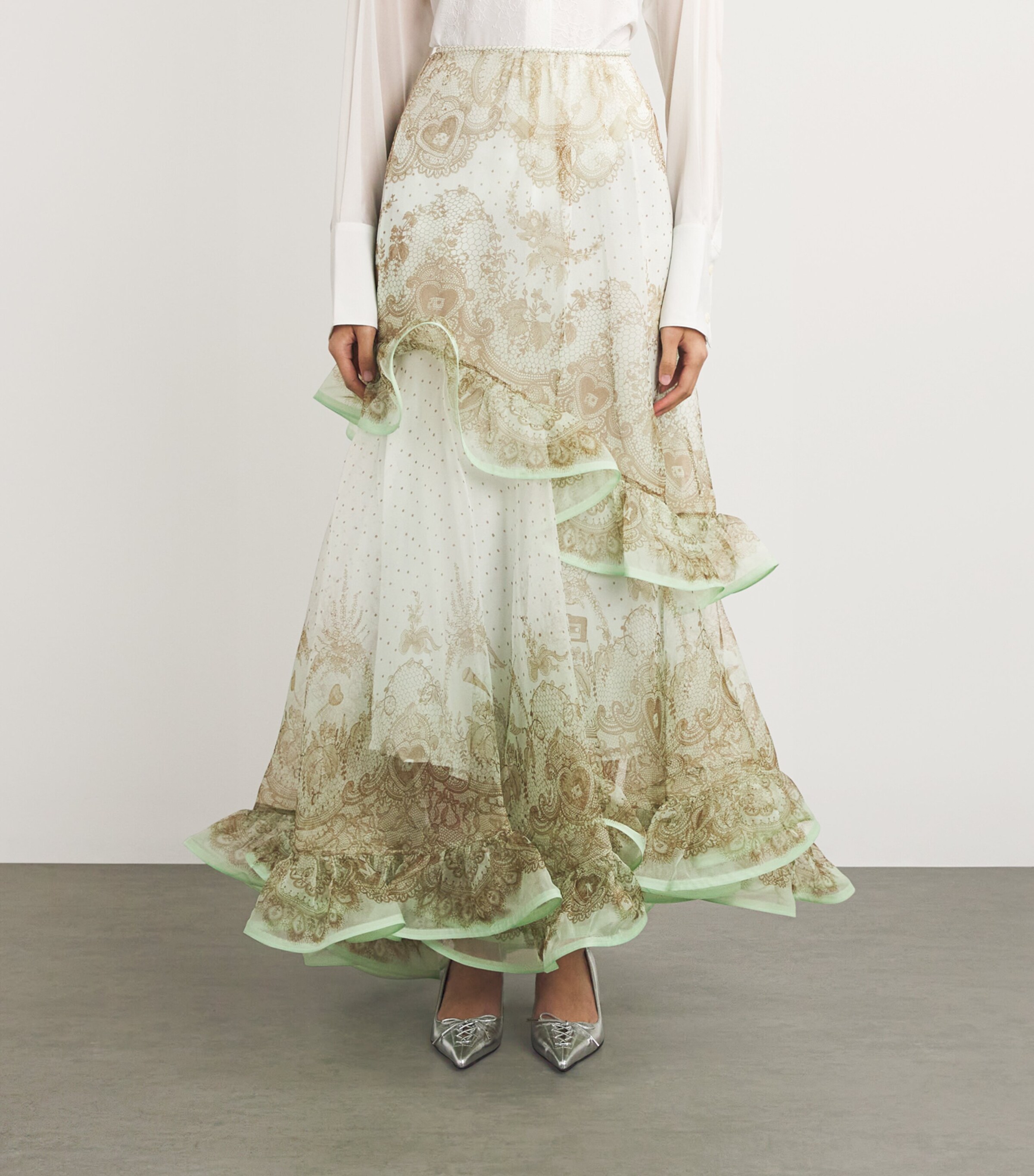 スカート ZIMMERMANN 'Crush Flutter Maxi' skirt Green Zimmermann 
