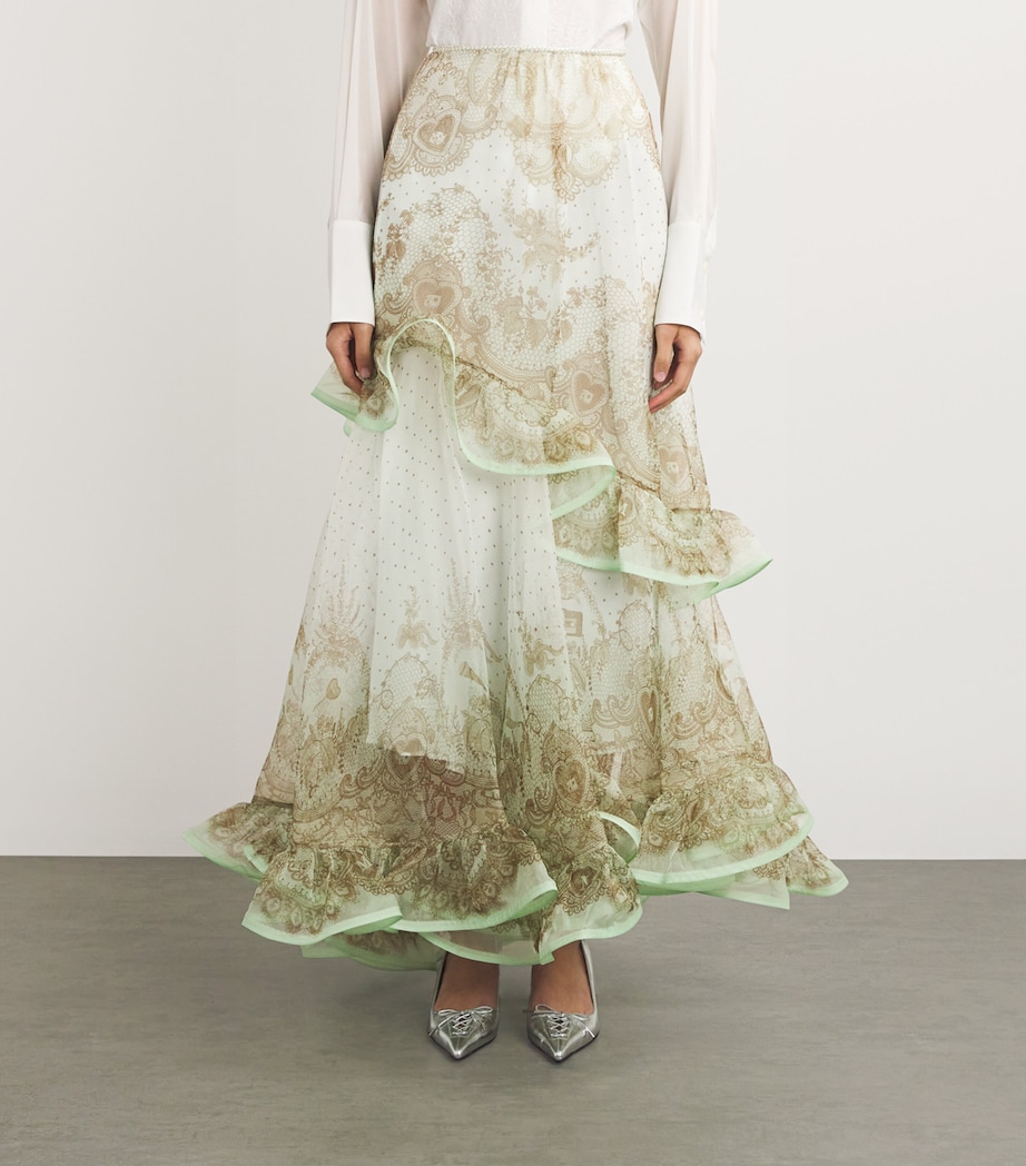 Silk Flutter Maxi Skirt MNTLACPRIMNT LCEPRNT Image 3