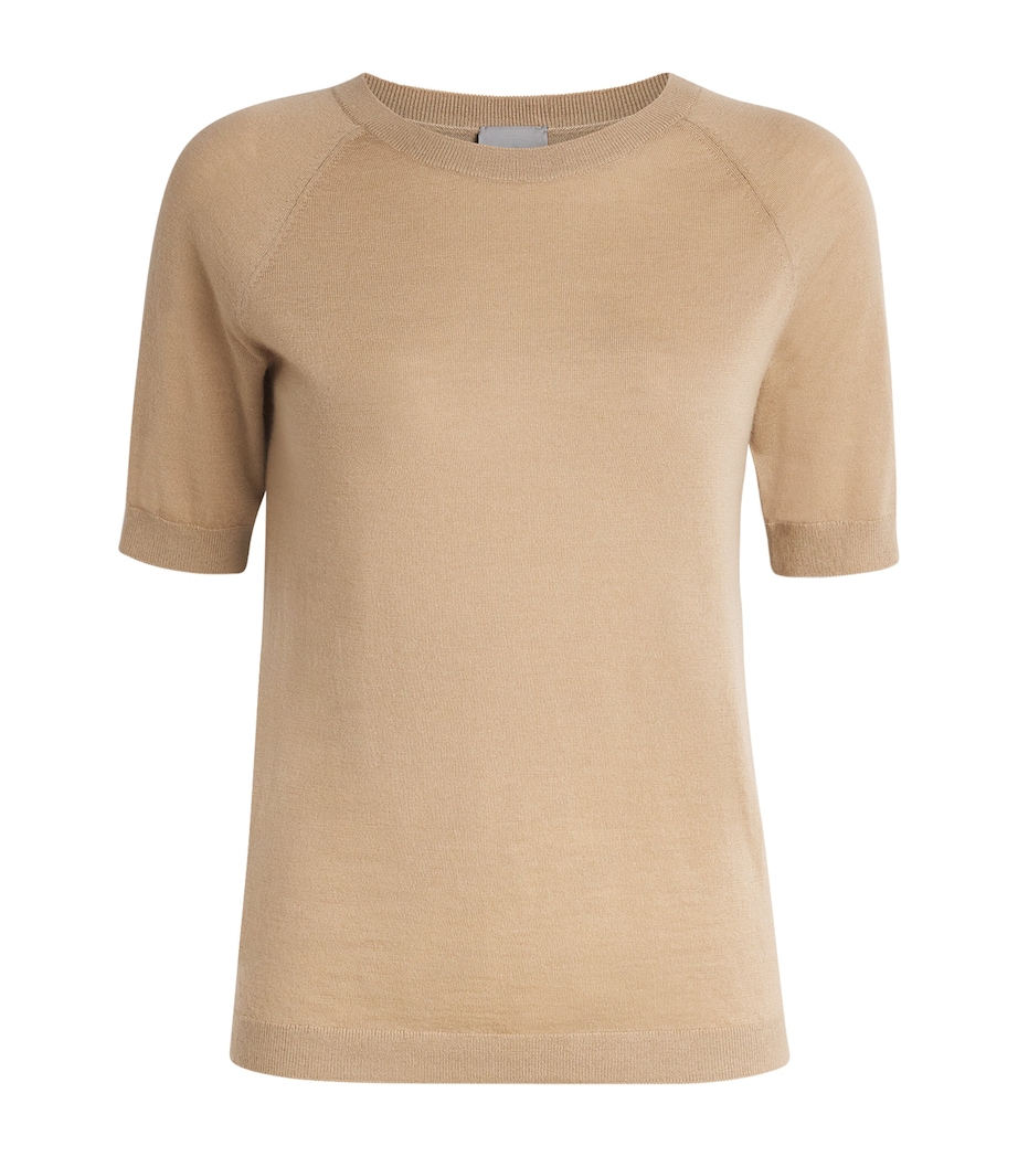 MM Womens Wool-Cashmere Short-Sleeve Sweater Beige Image 1