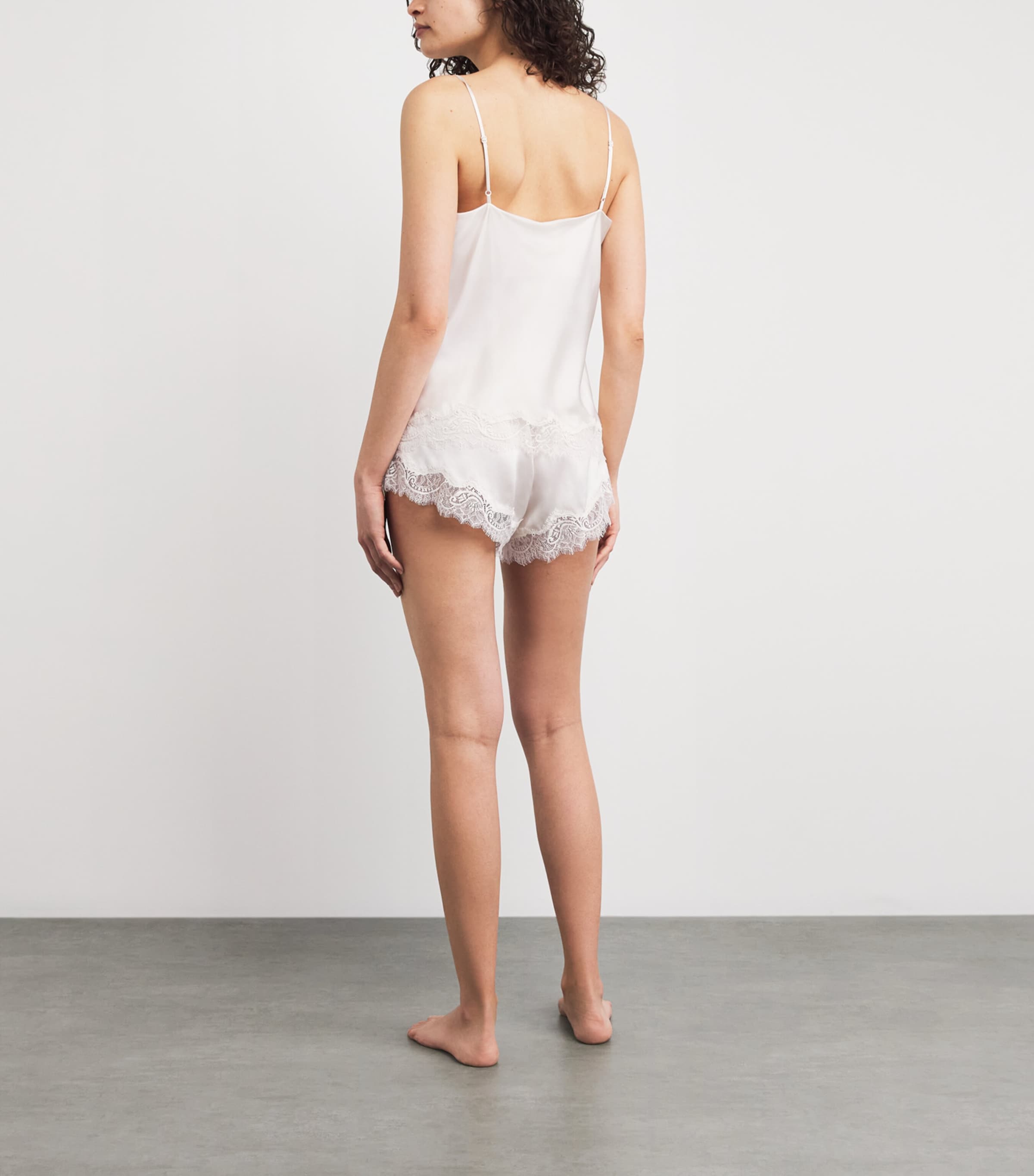 Harrods Womens Silk Camisole and Shorts Set Ivory Image 4
