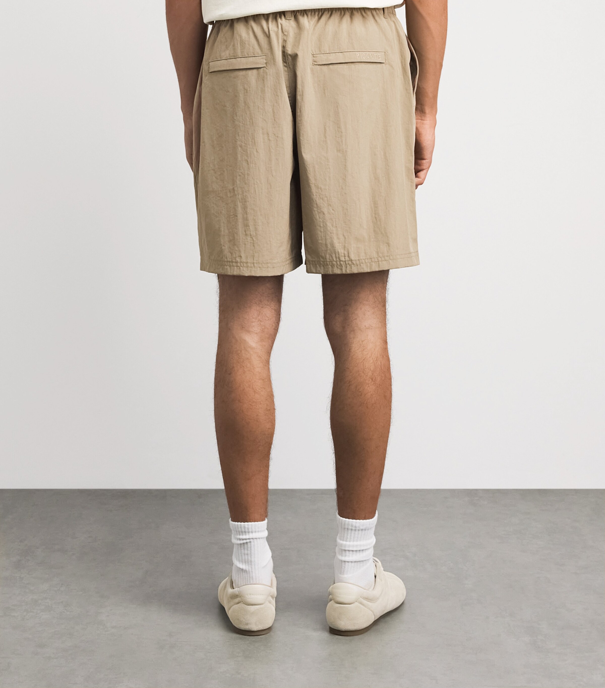 Picante Mens Crinkled Pleated Shorts Taupe Image 5