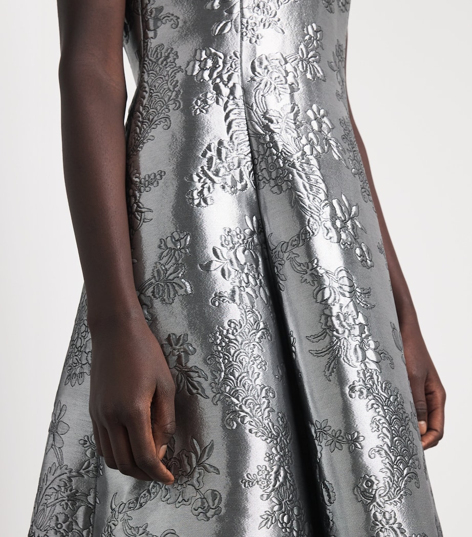 Emilia Wickstead Womens Metallic Cloqué Harlow Midi Dress Silver Image 5