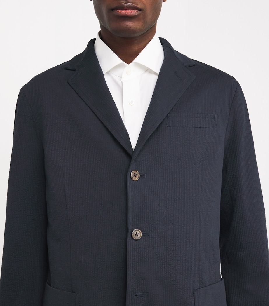 Polo Ralph Lauren Mens Seersucker Modern Knit Soft Blazer Navy Image 6