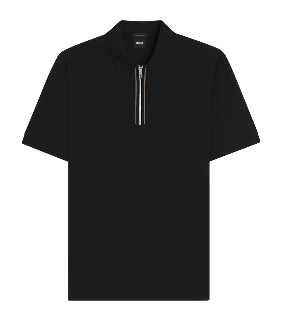 Mercerised Cotton Zip Polo Shirt 1 Image 1