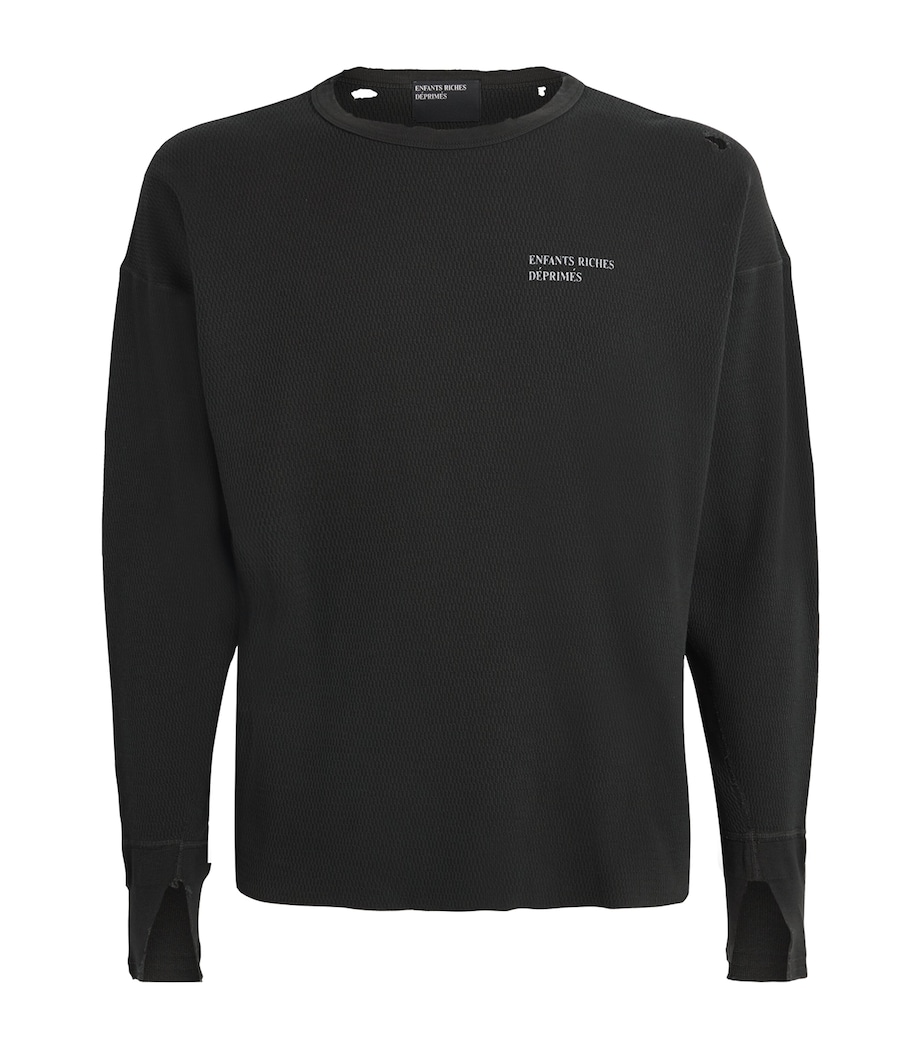 Distressed Logo Long-Sleeve T-Shirt CHARCOAL Image 1