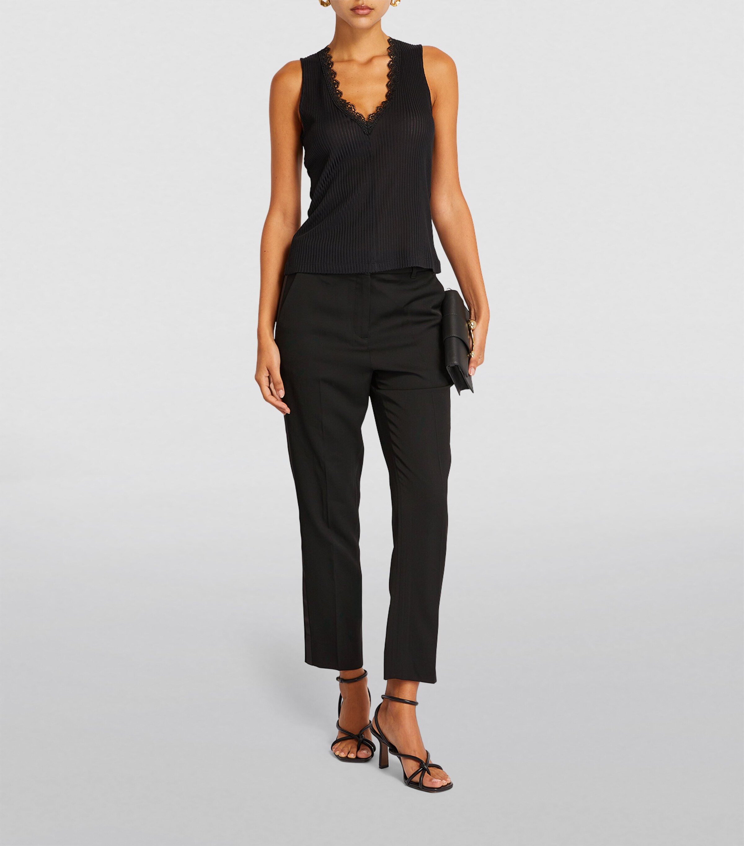 ME+EM Womens Wool-Blend Tuxedo Trousers Black Image 2