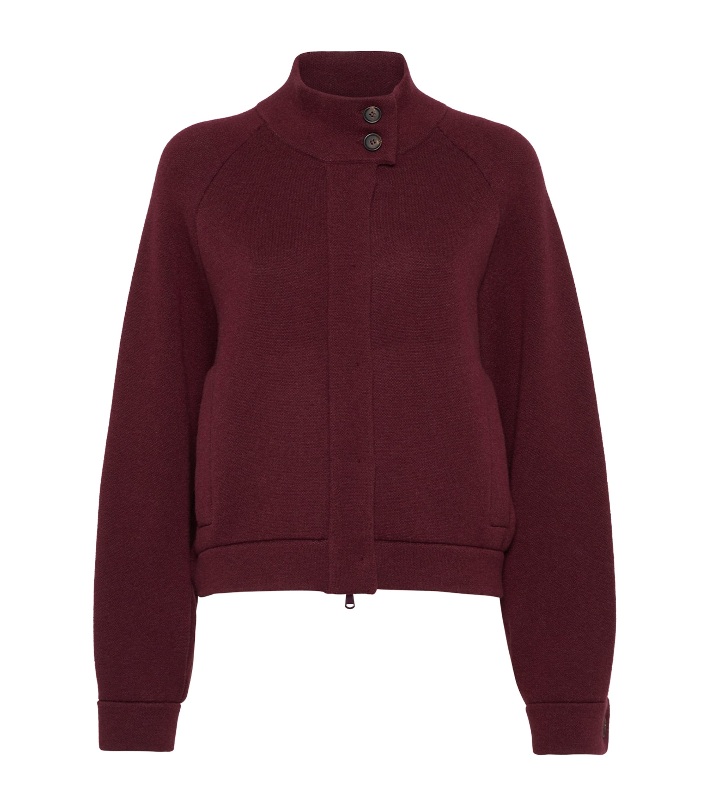 Brunello Cucinelli Cashmere-blend Double Knit Jacket In Burgundy