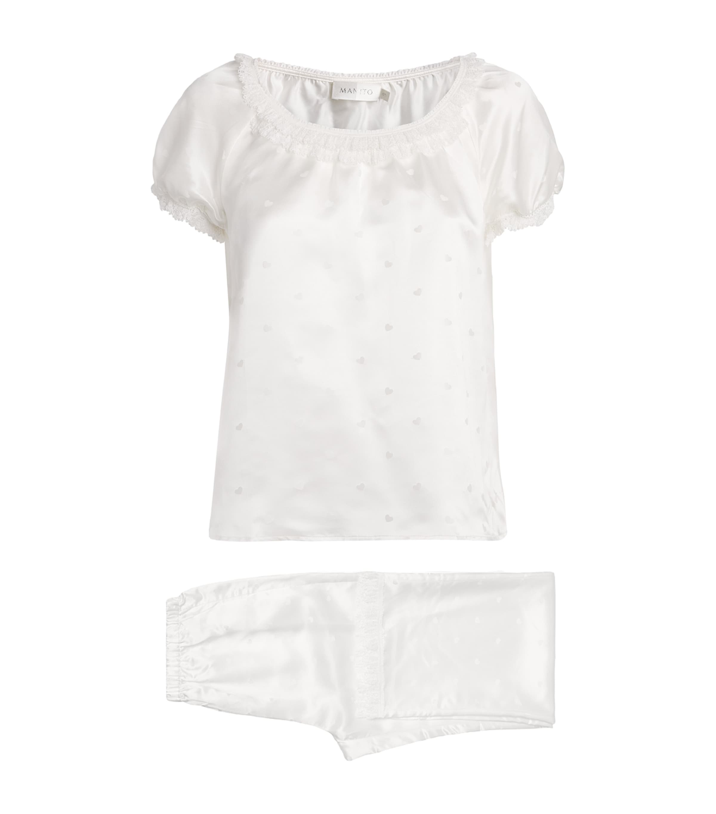 Manito Silk Sweetie Pyjama Set In White